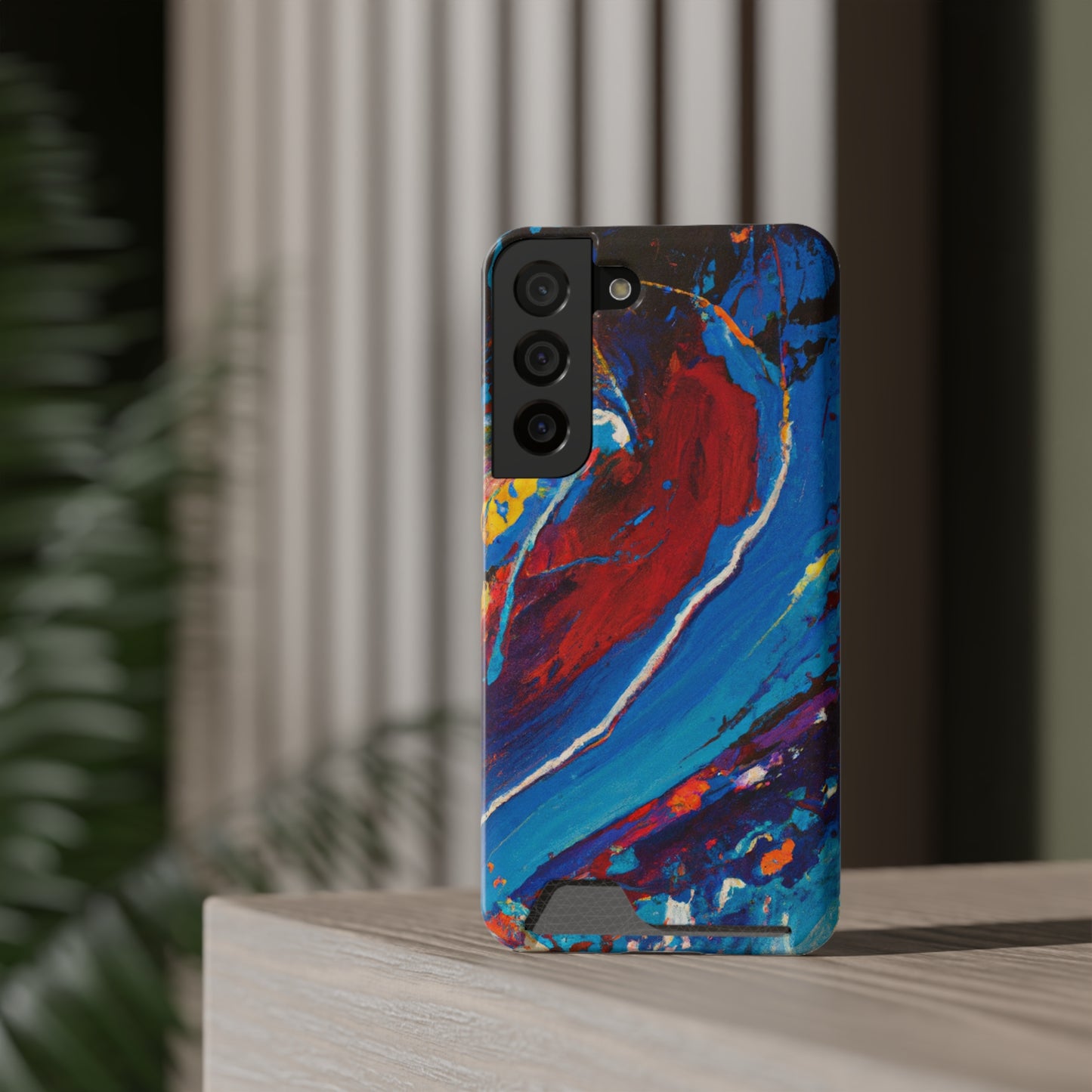 iPhone 13 and Samsung S21, S22 Cases with Card Holder Ft. Abstract Wave