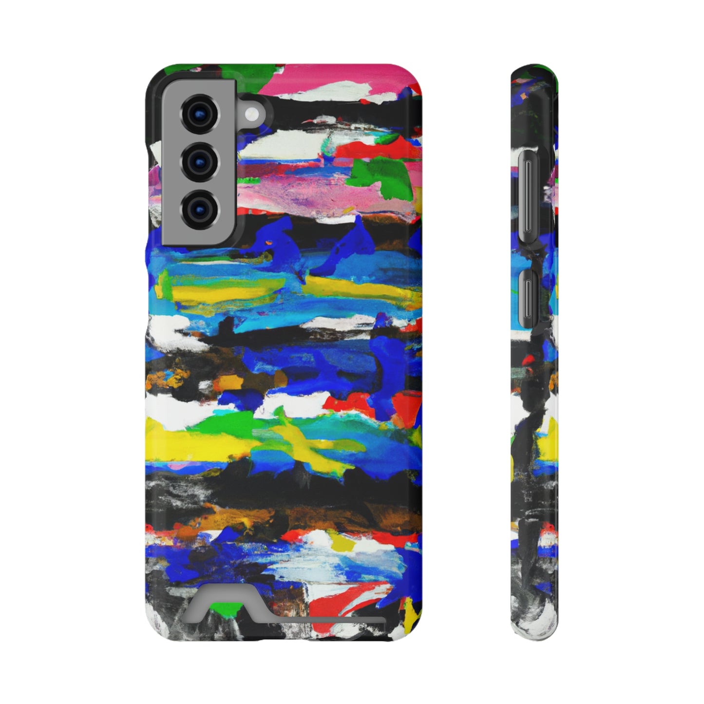 iPhone 13 and Samsung S21, S22 Cases with Card Holder Ft. Abstract Stripes