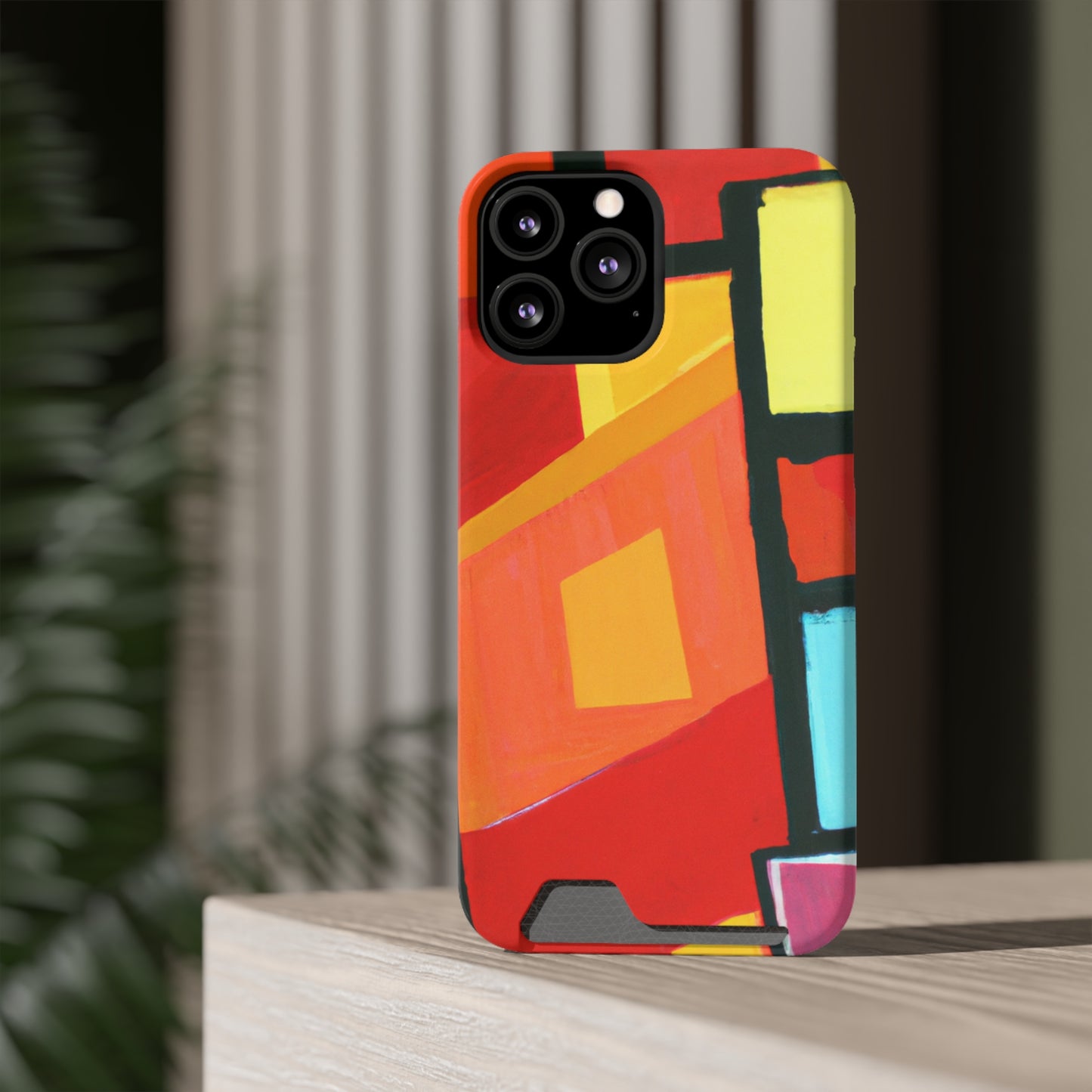 iPhone 13 and Samsung S21, S22 Cases with Card Holder Ft Abstract Panes