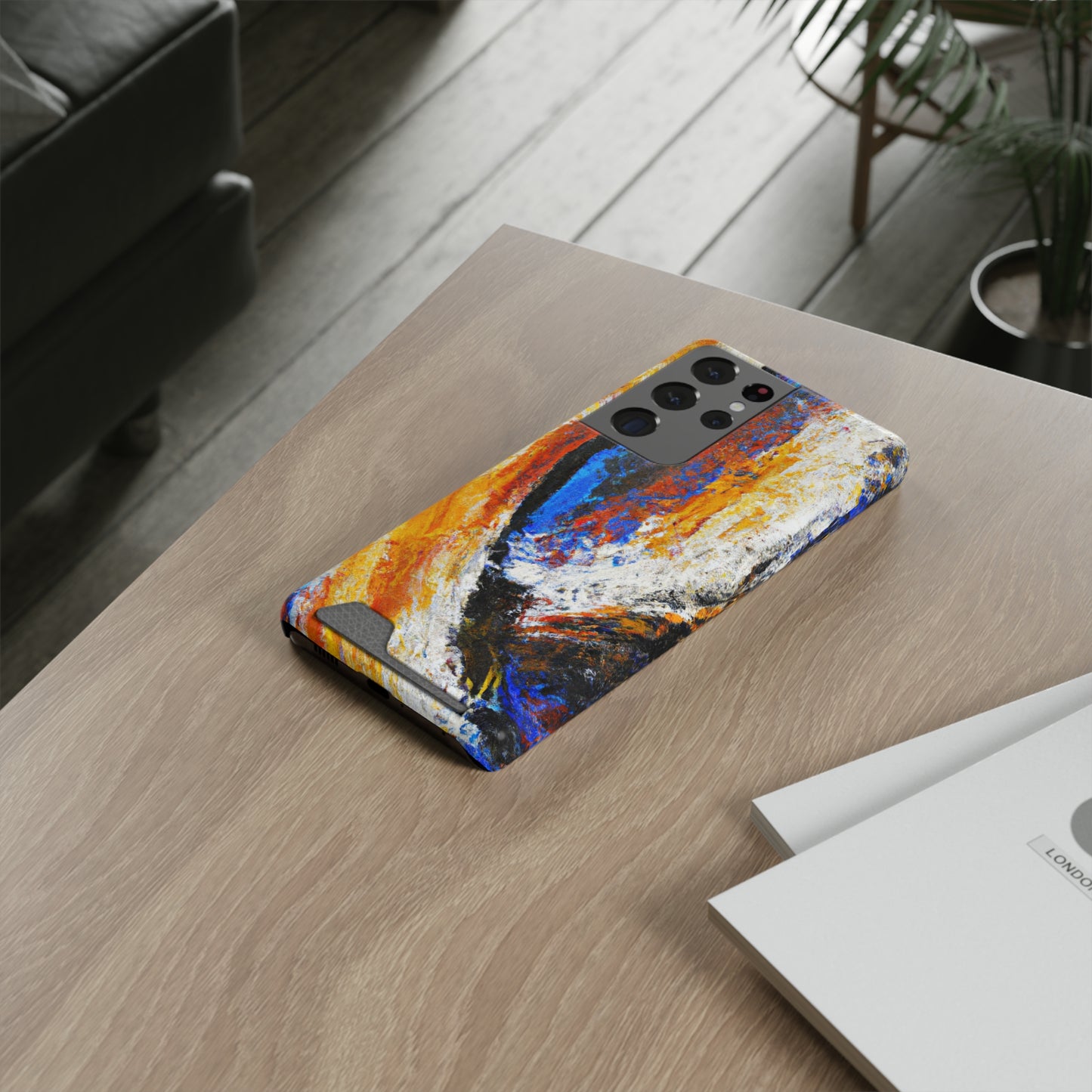 iPhone 13 and Samsung S21, S22 Cases with Card Holder Ft. Abstract Sand Wave