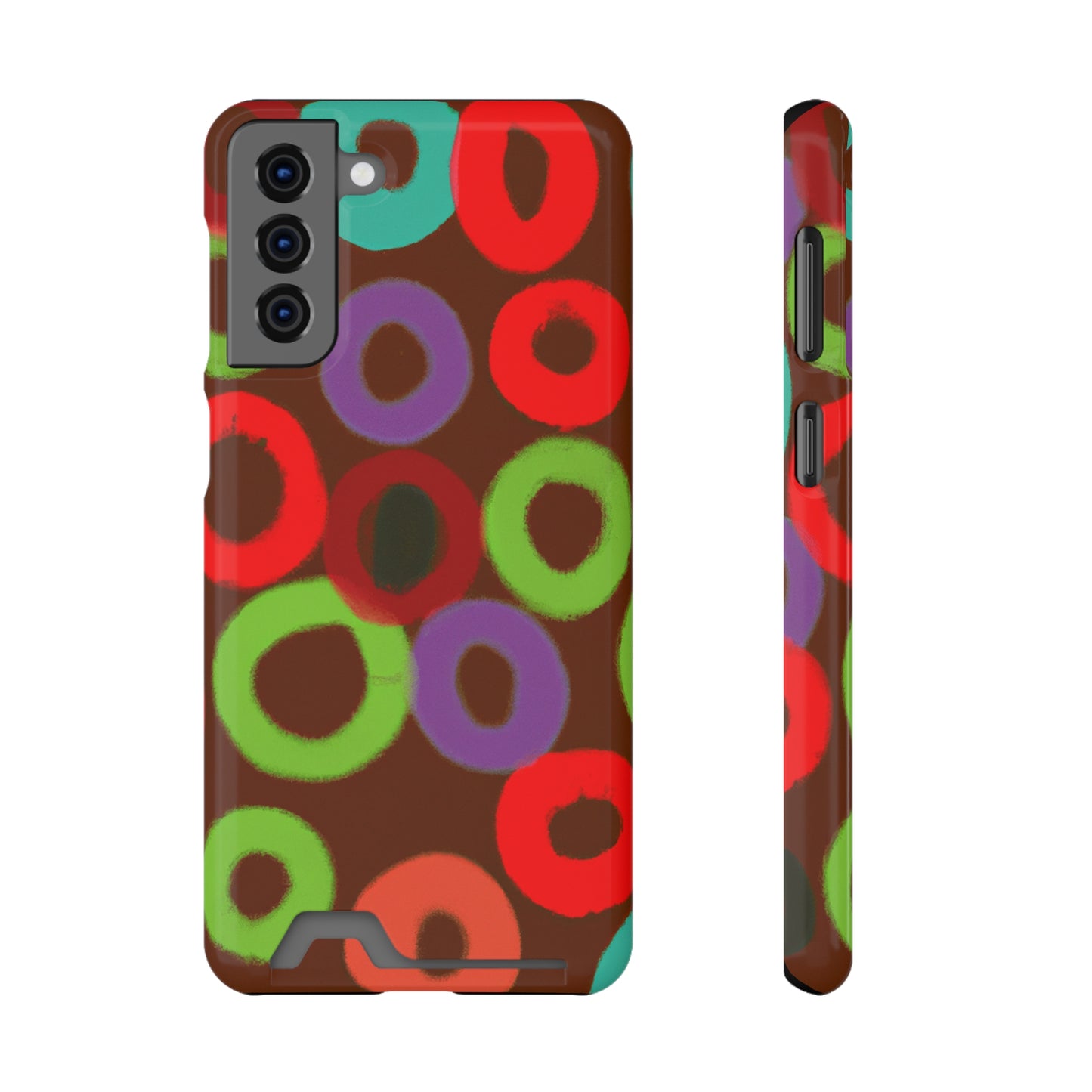 iPhone 13 and Samsung S21, S22 Cases with Card Holder Ft. Fruity Circles