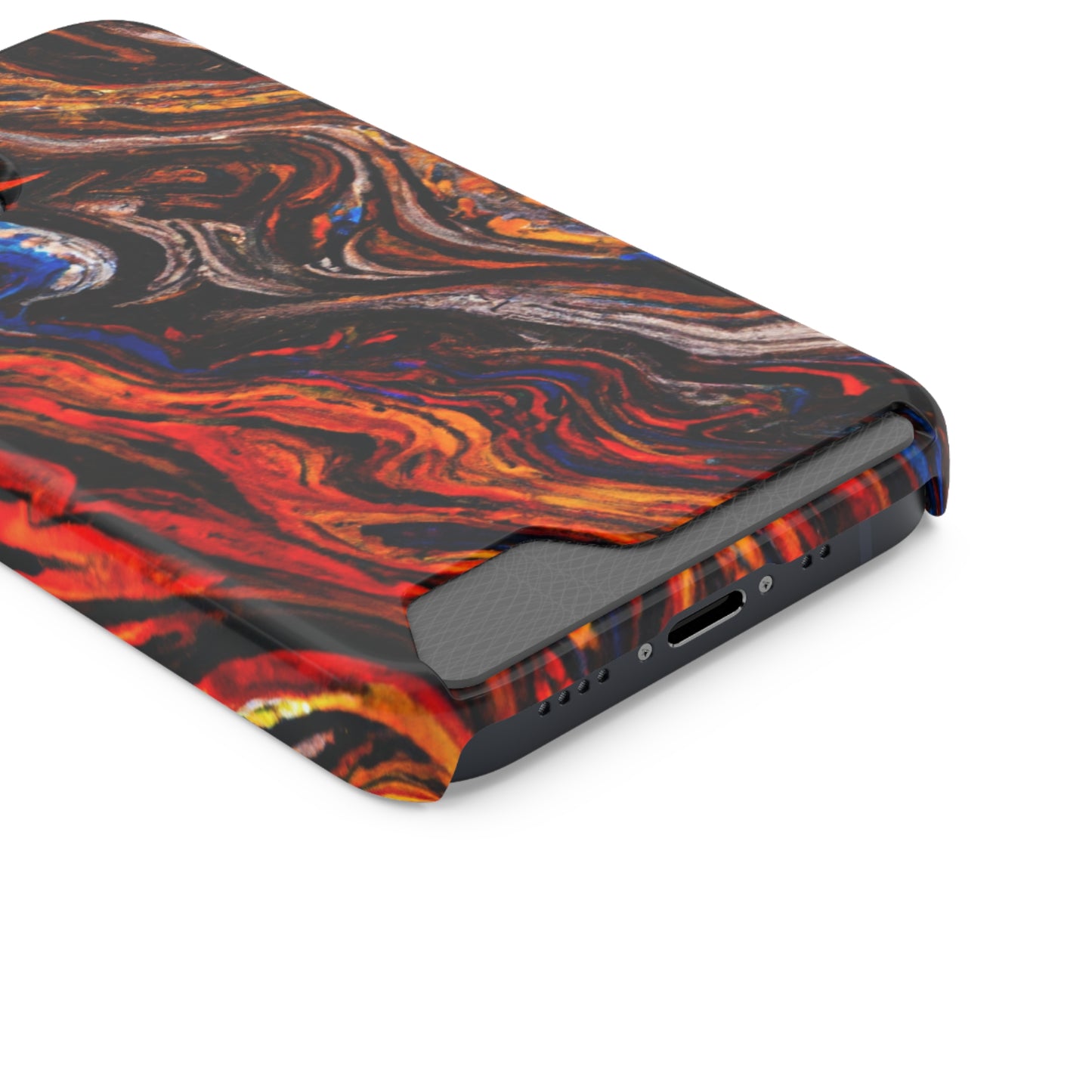 iPhone 13 and Samsung S21, S22 Cases with Card Holder Ft. Abstract Petrified Wood