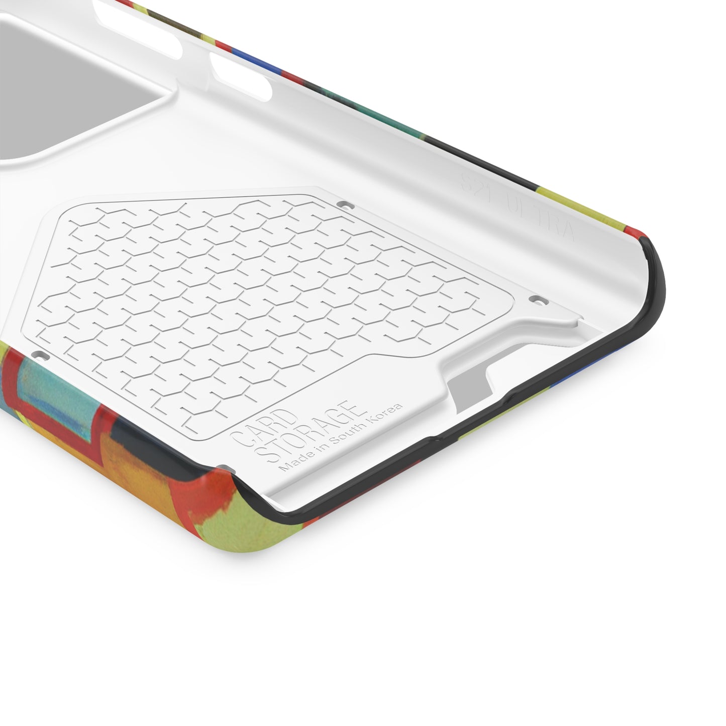 iPhone 13 and Samsung S21, S22 Cases with Card Holder Ft. Abstract Squares