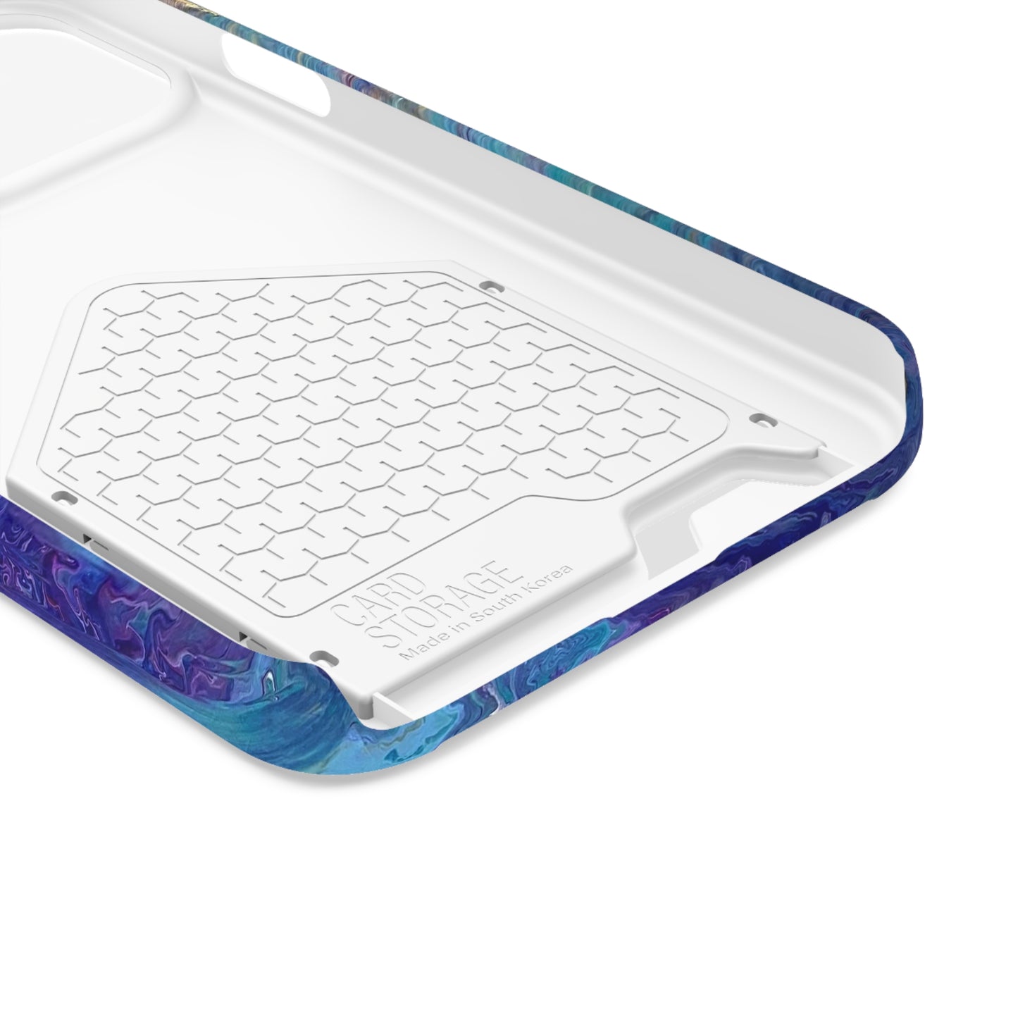 iPhone 13 and Samsung S21, S22 Cases with Card Holder Ft. Abstract Blue Waterfall