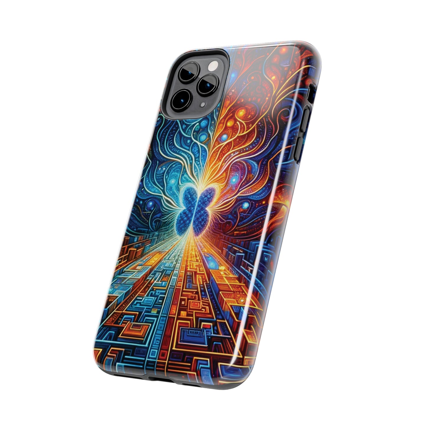 ToughDrop Apple iPhone Case Ft. Cyber Blue Butterfly