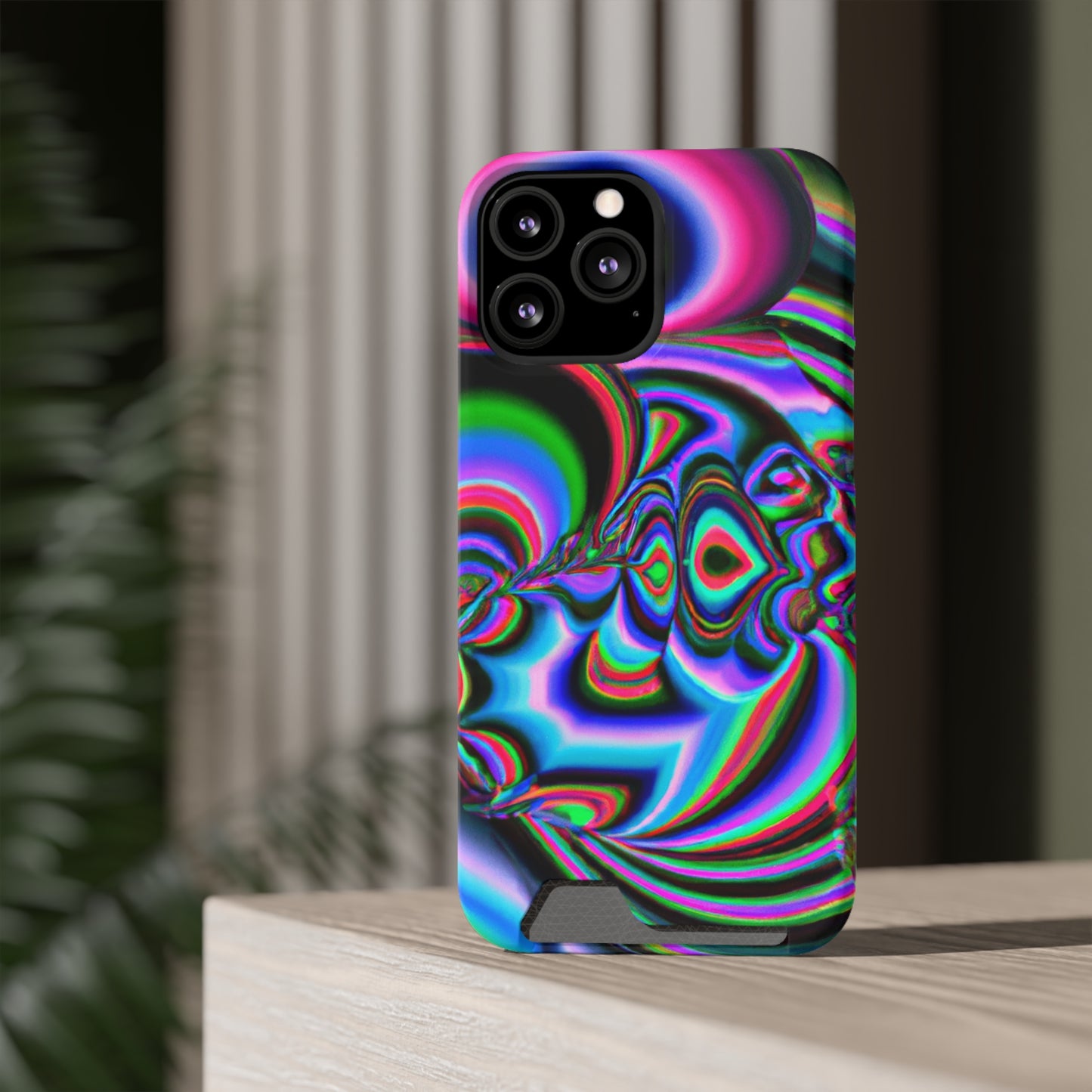 iPhone 13 and Samsung S21, S22 Cases with Card Holder Ft. Abstract Time