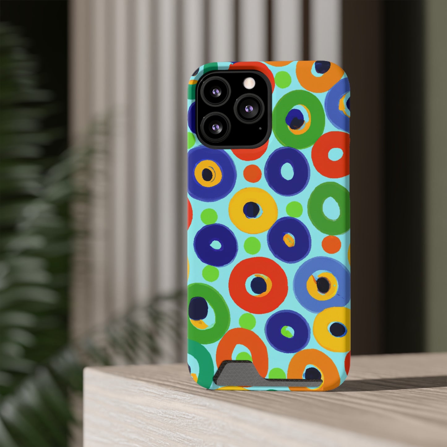 iPhone 13 and Samsung S21, S22 Cases with Card Holder Ft. Vivid Circles