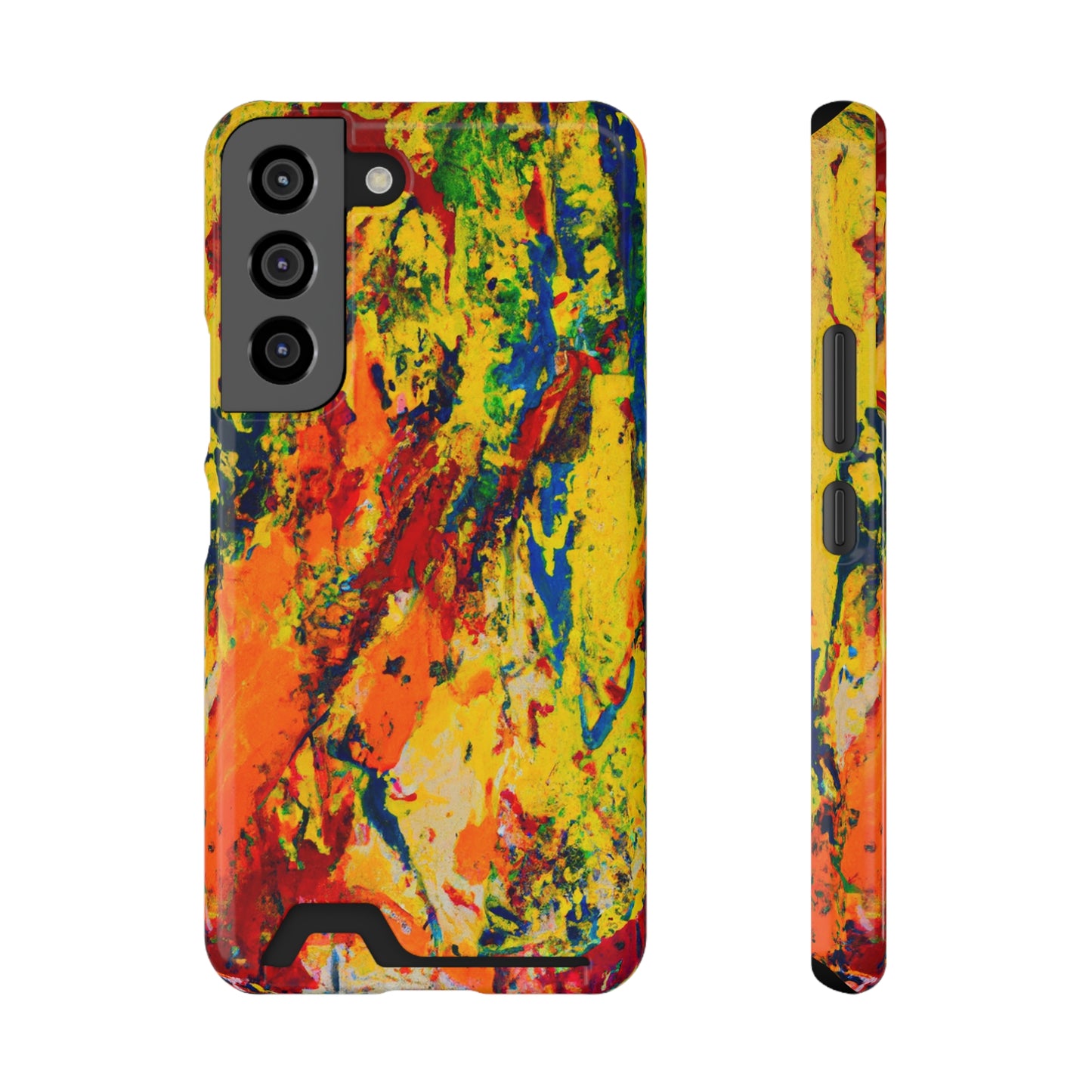 iPhone or Samsung Case with Card Holder Ft. Abstract Yellow Orange