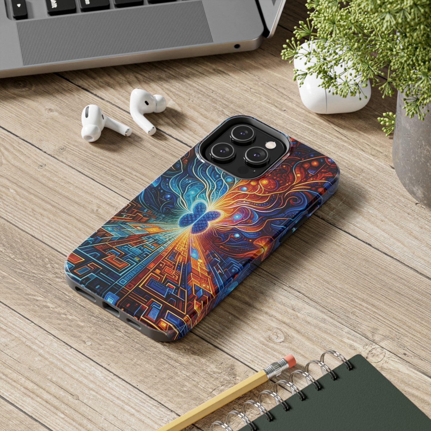 ToughDrop Apple iPhone Case Ft. Cyber Blue Butterfly
