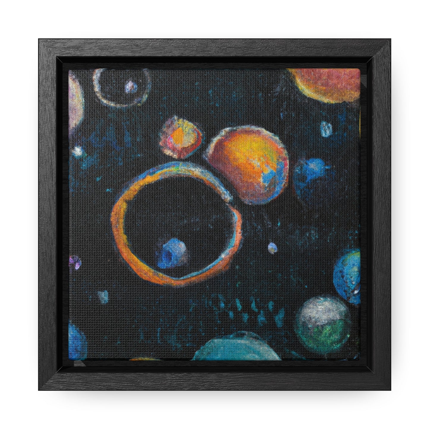 6x6-inch Abstract Framed Canvas: Sea Bubbles