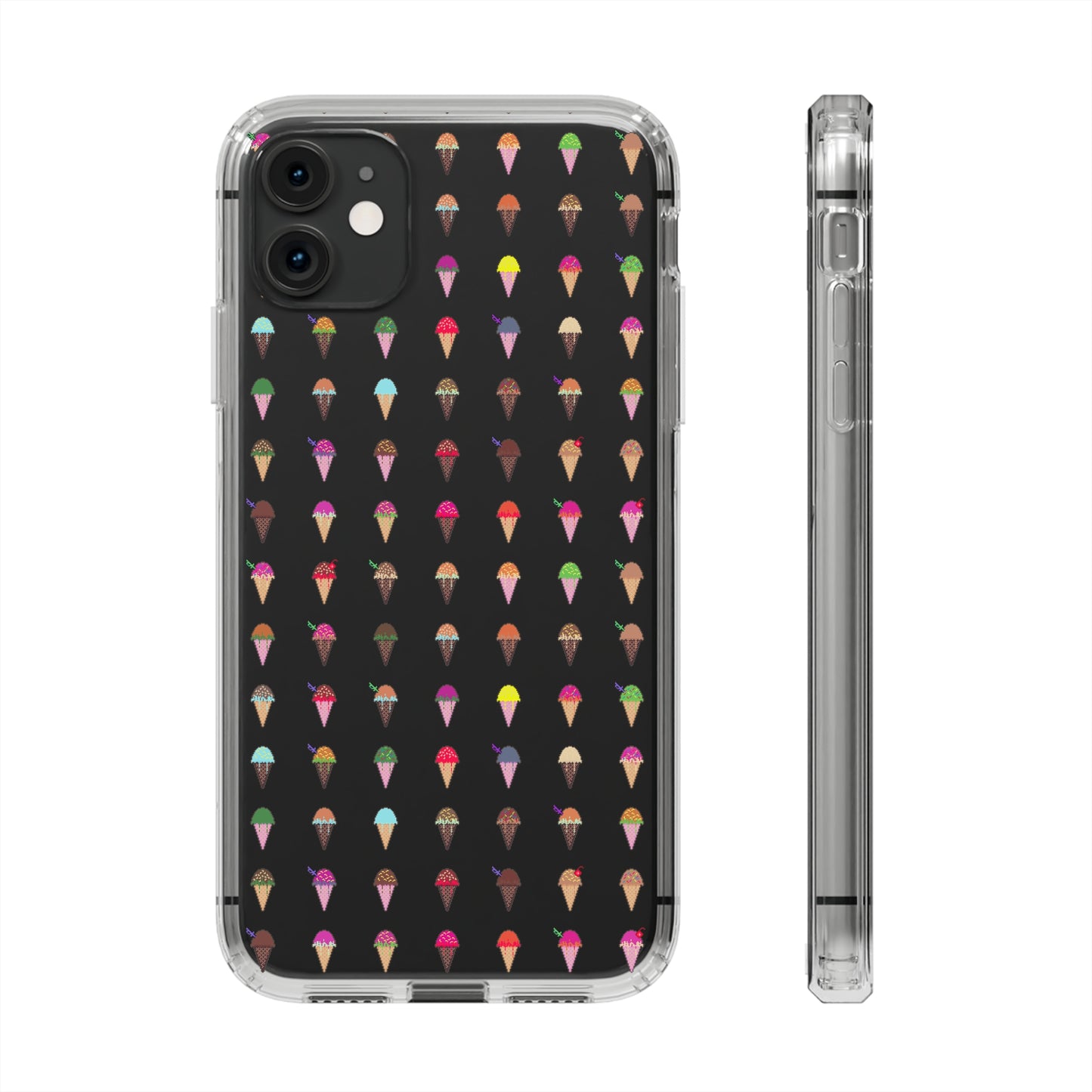 Clear Hard Case for iPhone 1-14 and Samsung S21-S22, Featuring Pixel Cones