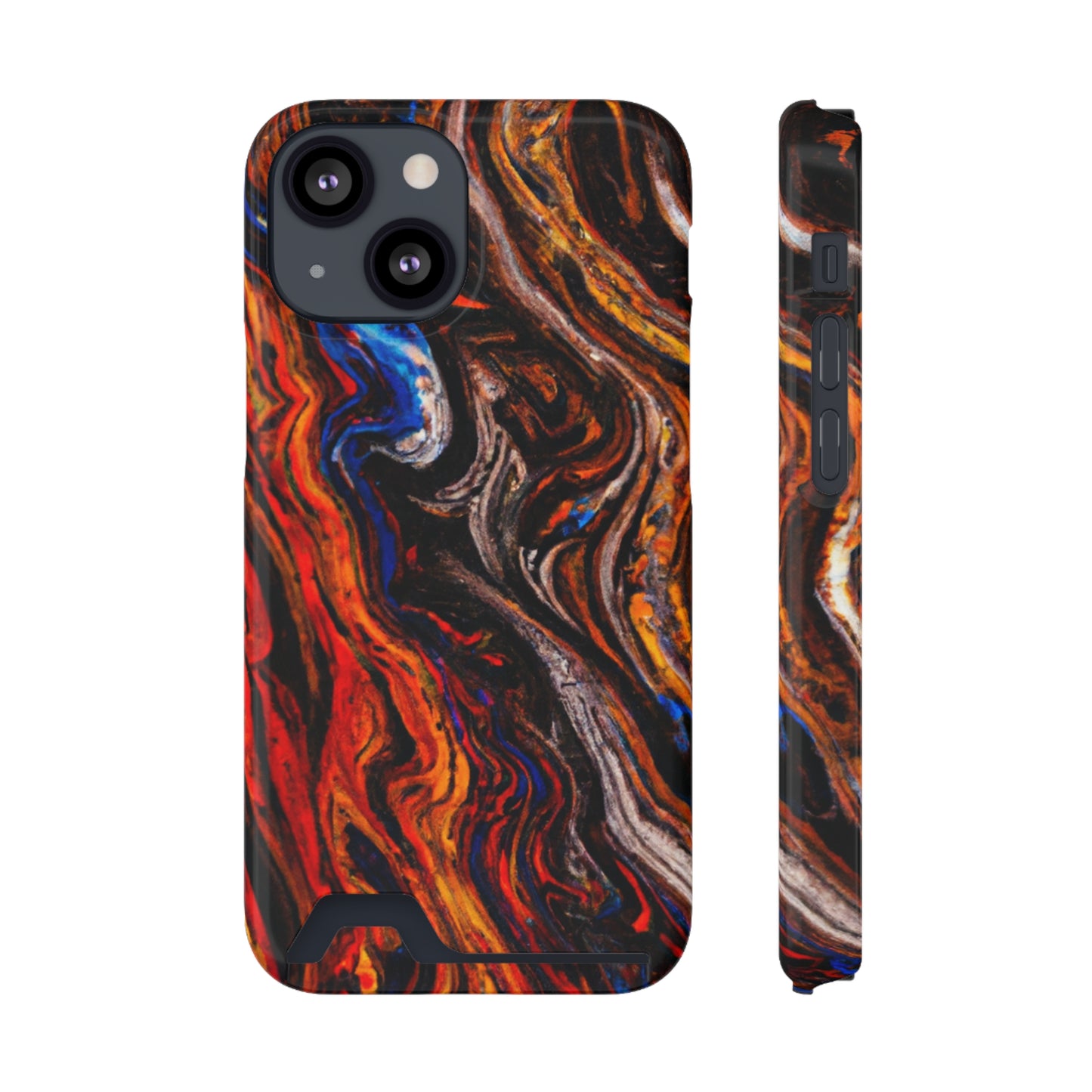 iPhone 13 and Samsung S21, S22 Cases with Card Holder Ft. Abstract Petrified Wood