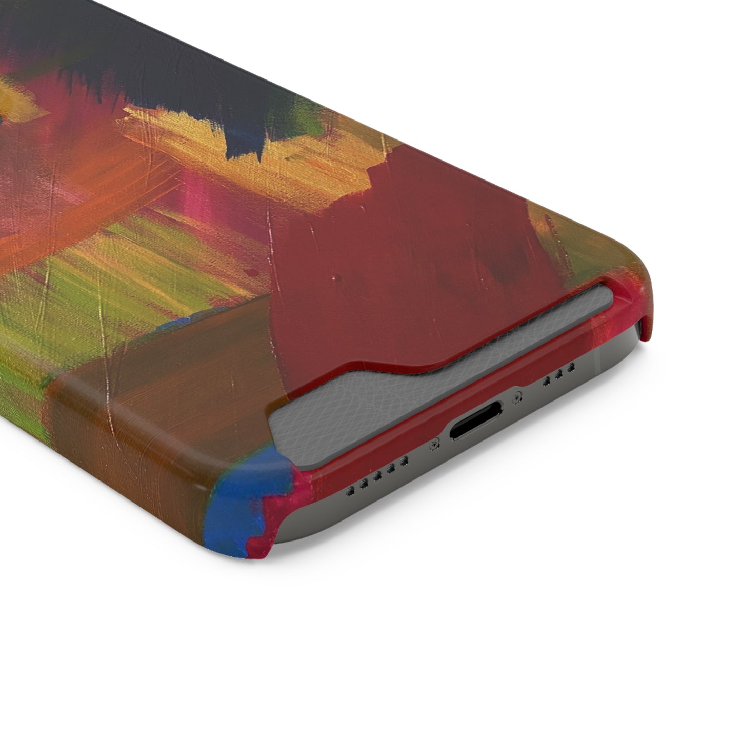 iPhone 13 and Samsung S21, S22 Cases with Card Holder Ft. Abstract Red