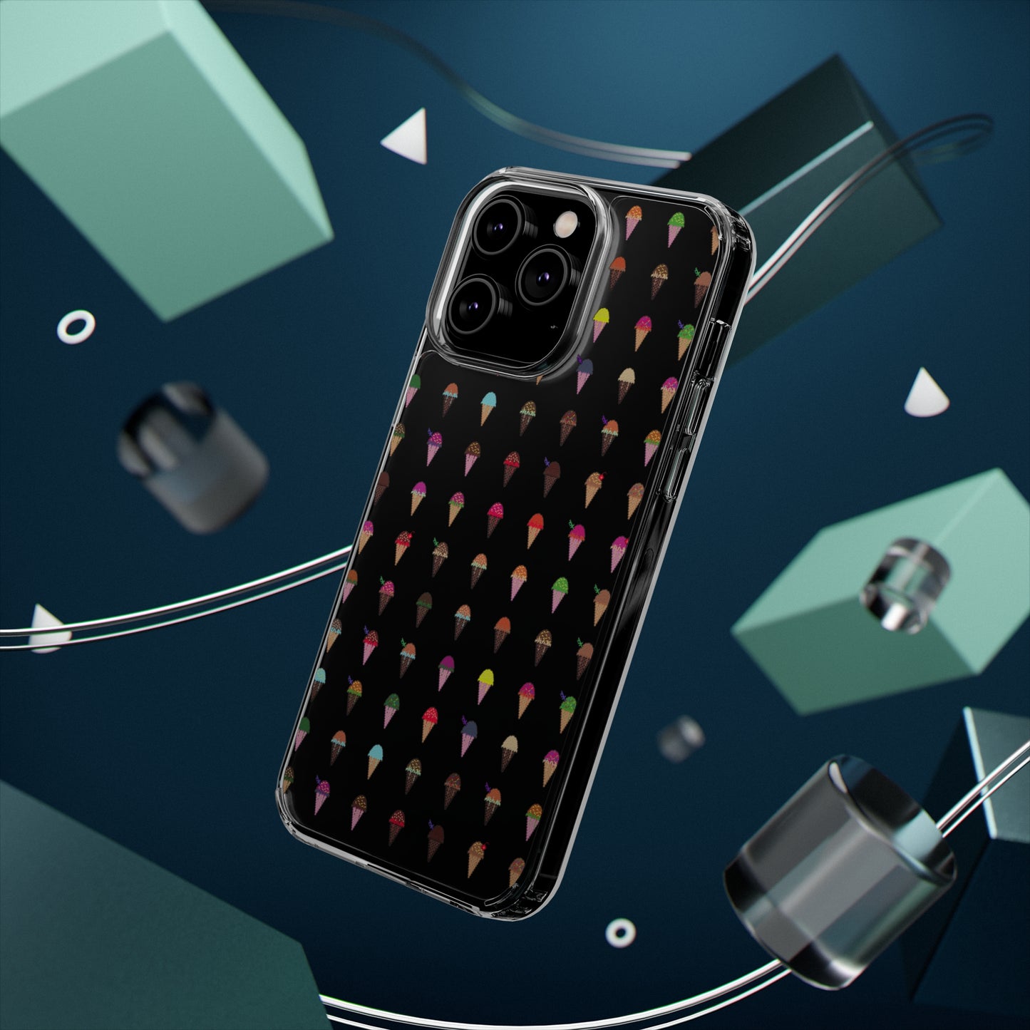 Clear Hard Case for iPhone 1-14 and Samsung S21-S22, Featuring Pixel Cones