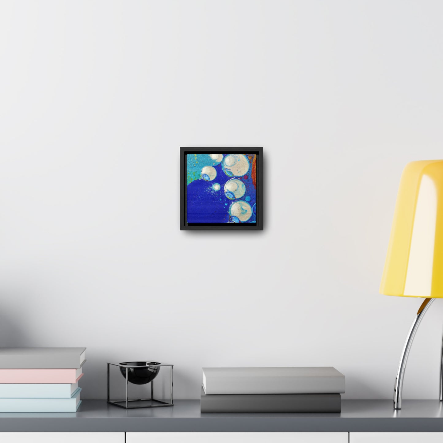 6x6-inch Abstract Framed Canvas: Bubble Stream