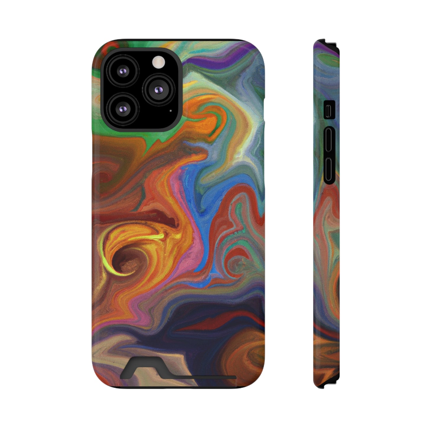 iPhone or Samsung Case with Card Holder Ft. Fractured Waves