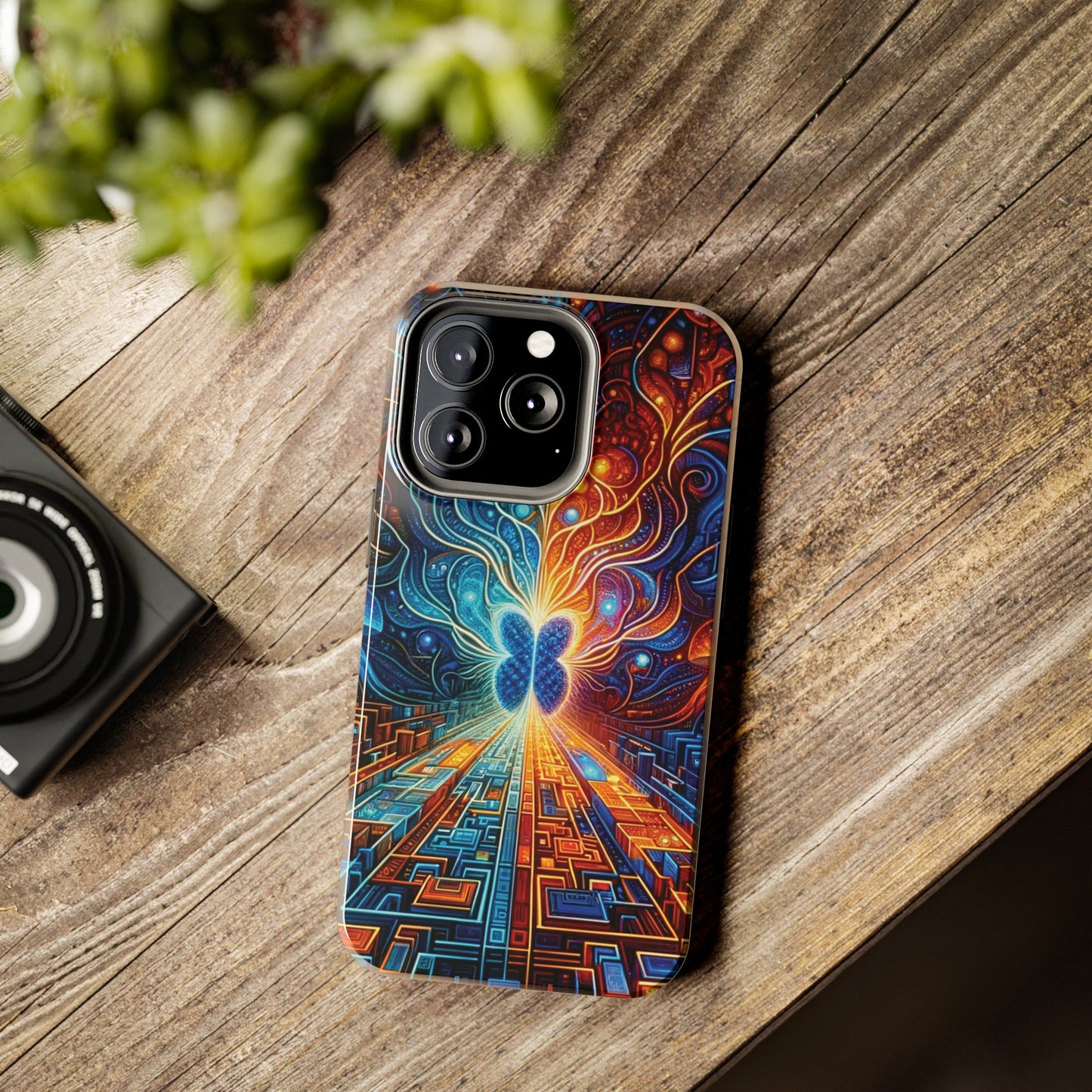 ToughDrop Apple iPhone Case Ft. Cyber Blue Butterfly