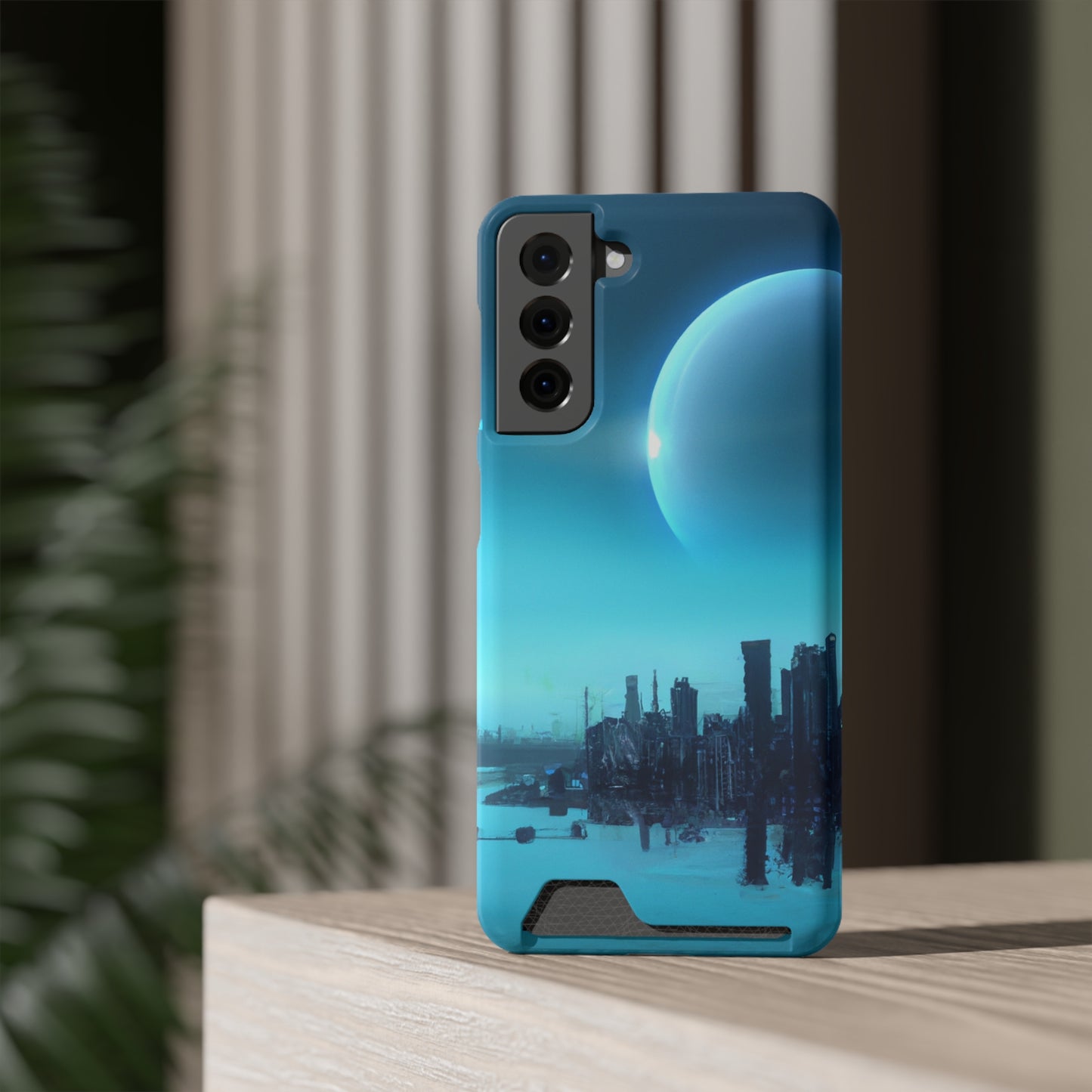 iPhone 13 and Samsung S21, S22 Cases with Card Holder Ft. Alien City