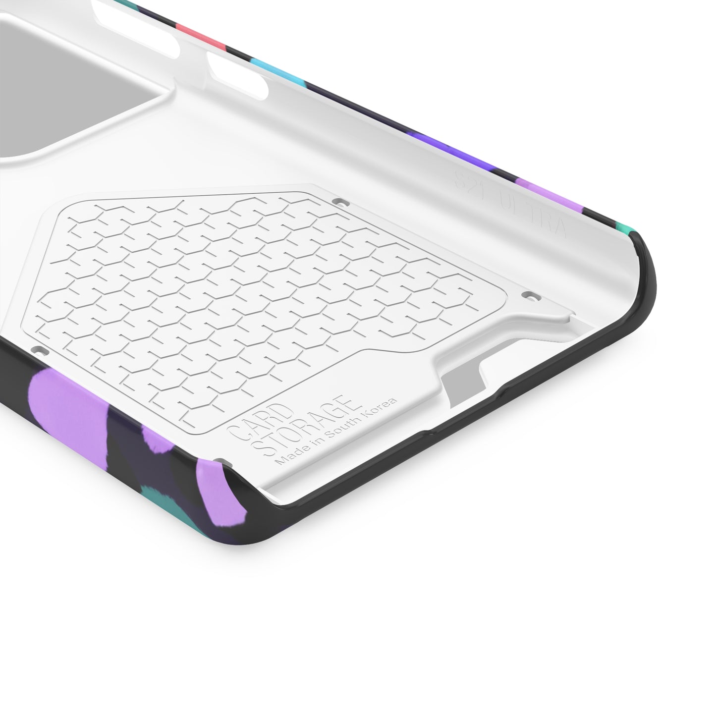 iPhone 13 and Samsung S21, S22 Cases with Card Holder Ft. Purple Dots