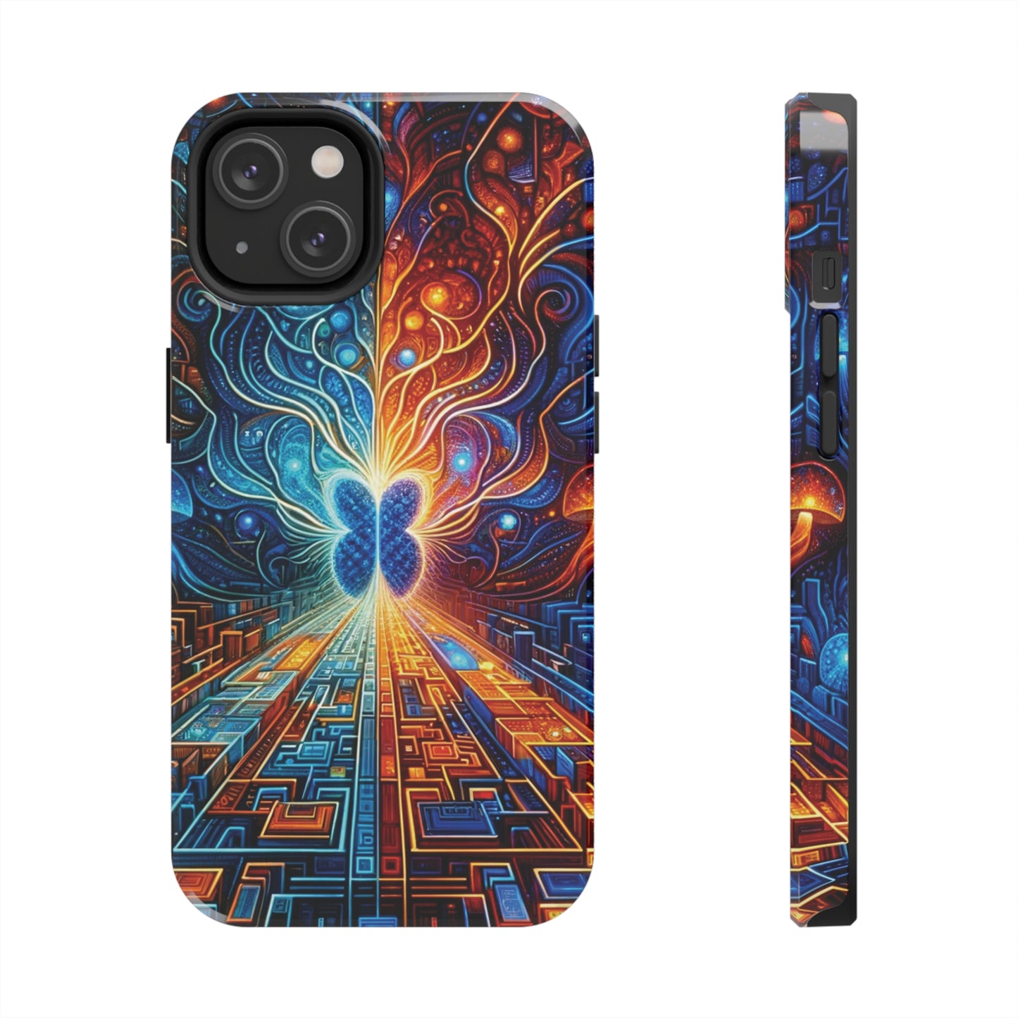 ToughDrop Apple iPhone Case Ft. Cyber Blue Butterfly
