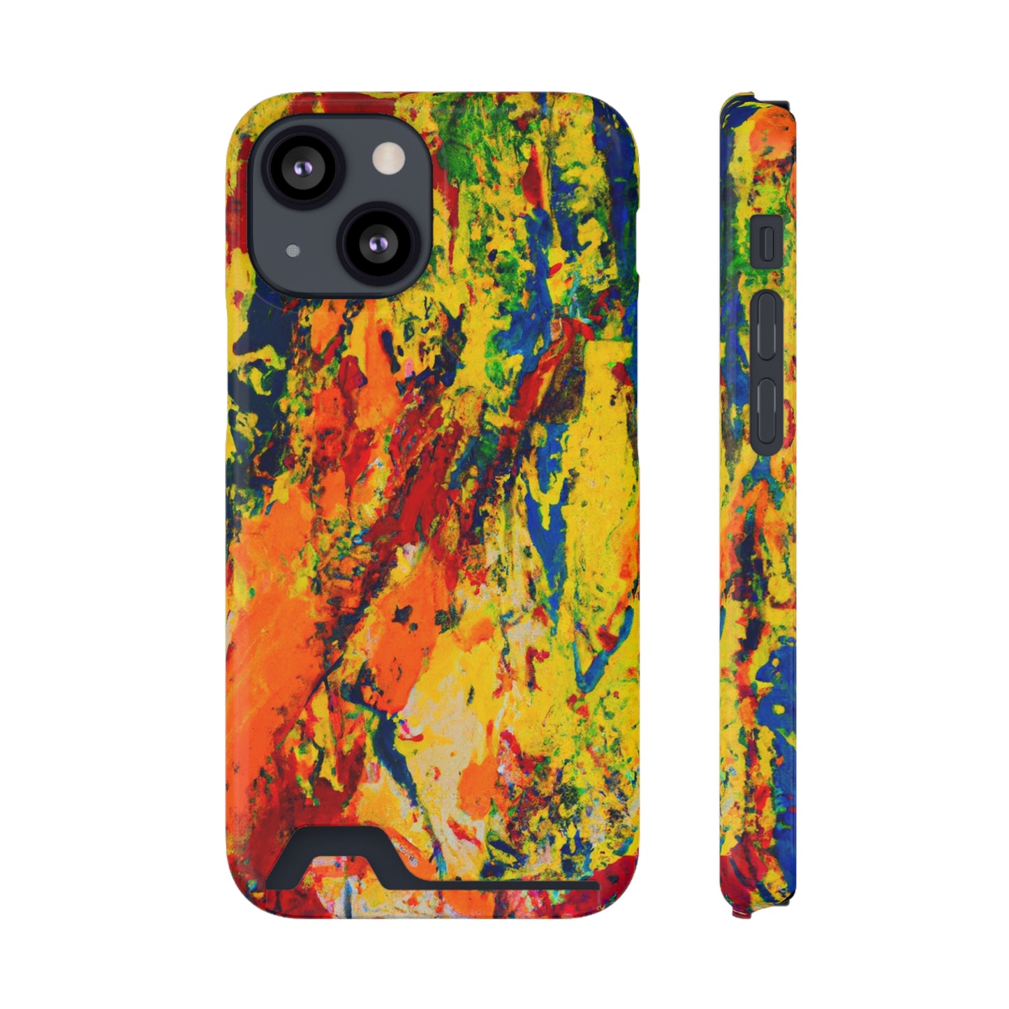 iPhone or Samsung Case with Card Holder Ft. Abstract Yellow Orange