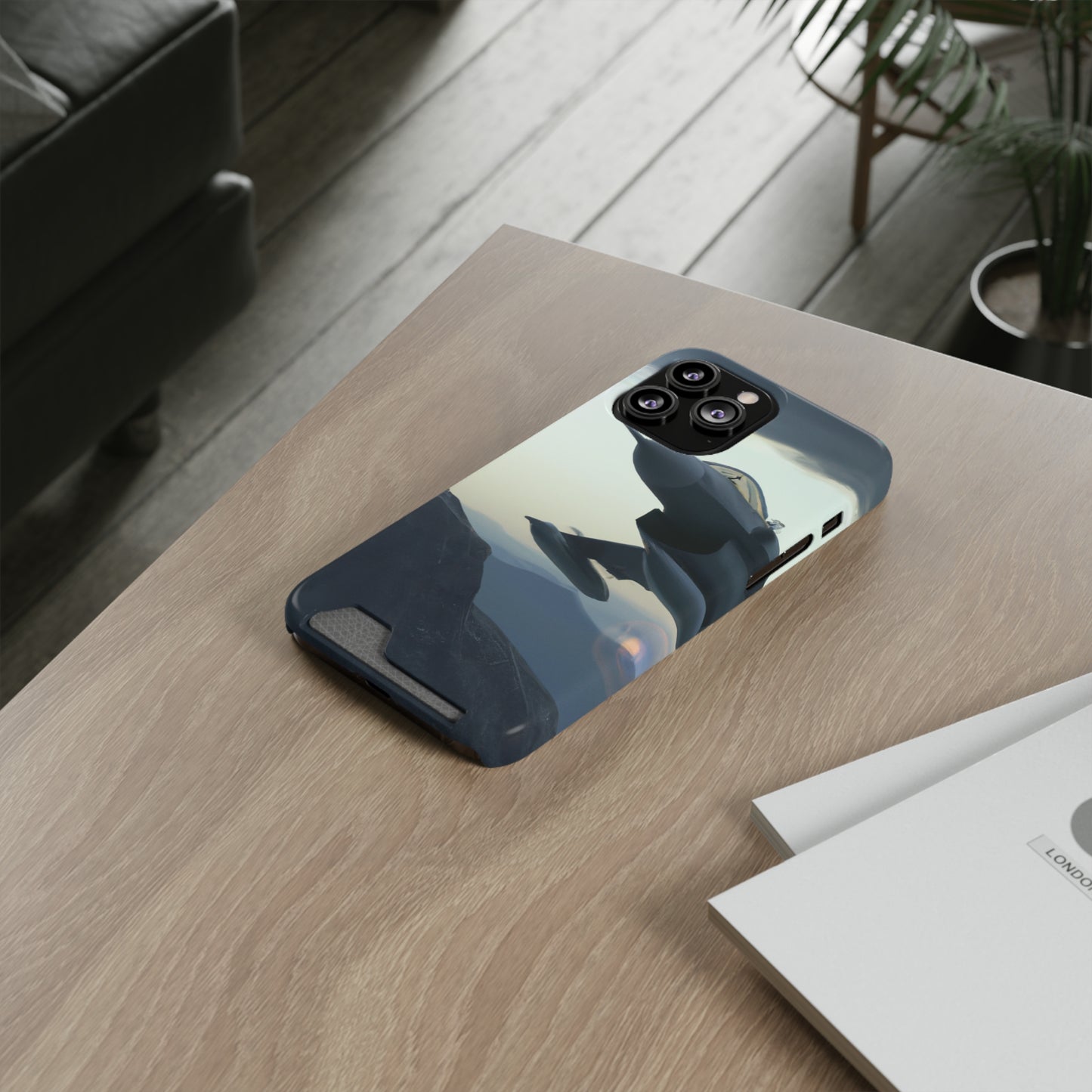 iPhone 13 and Samsung S21, S22 Cases with Card Holder Ft. Fighter Jet
