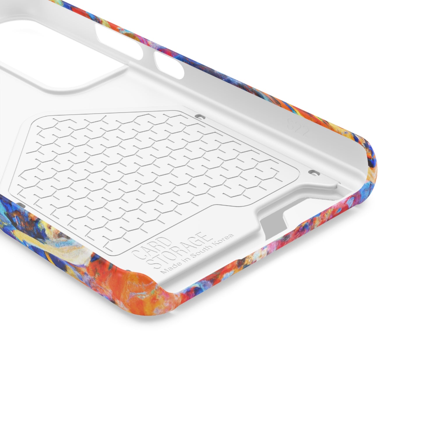 iPhone 13 and Samsung S21, S22 Cases with Card Holder Ft. Abstract Blue and Orange