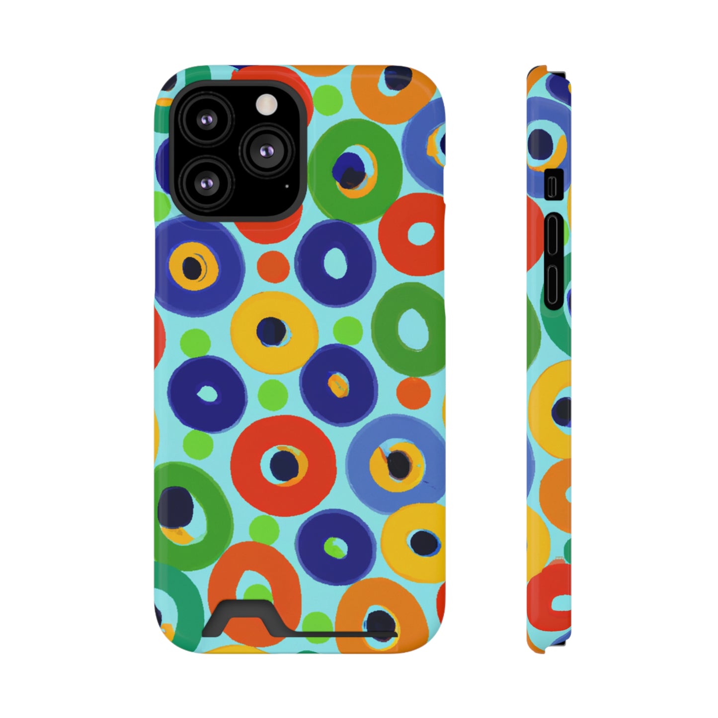 iPhone 13 and Samsung S21, S22 Cases with Card Holder Ft. Vivid Circles