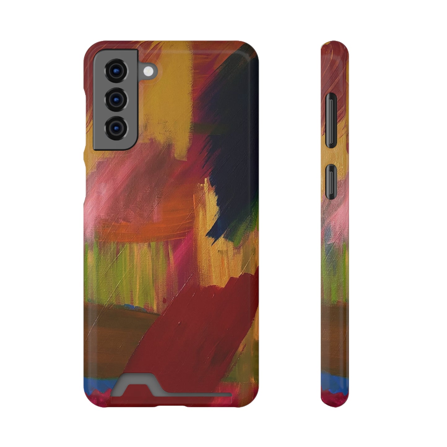 iPhone 13 and Samsung S21, S22 Cases with Card Holder Ft. Abstract Red