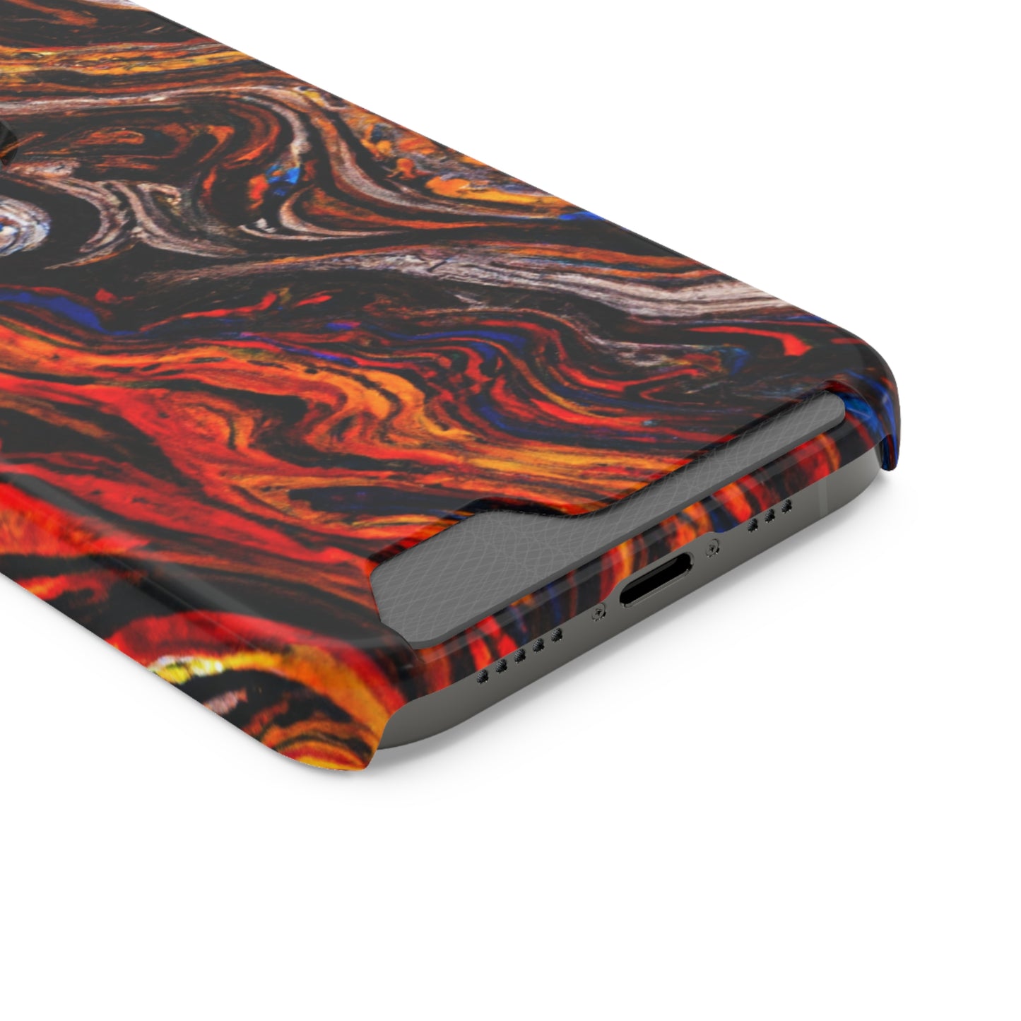 iPhone 13 and Samsung S21, S22 Cases with Card Holder Ft. Abstract Petrified Wood