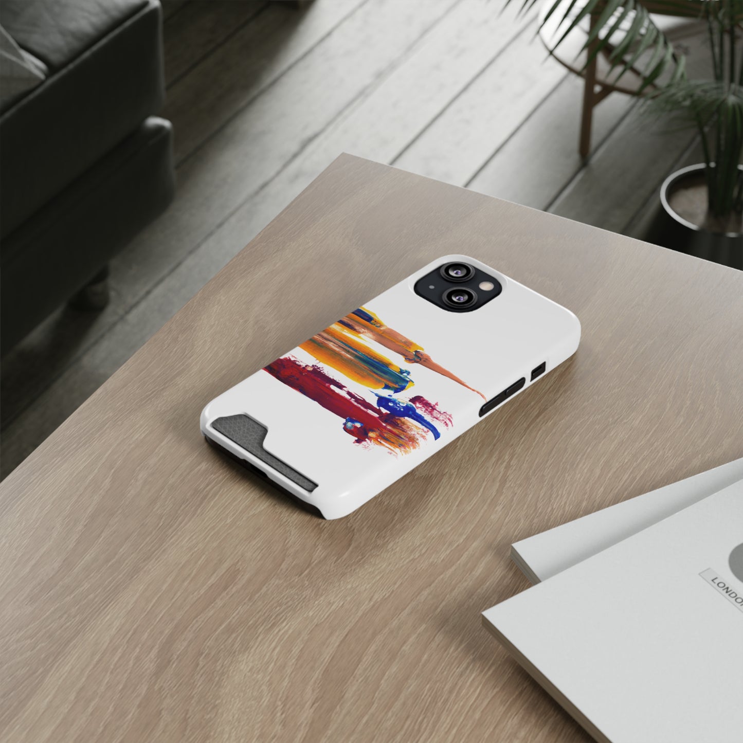 iPhone 13 and Samsung S21, S22 Cases with Card Holder Ft. Simple Strokes