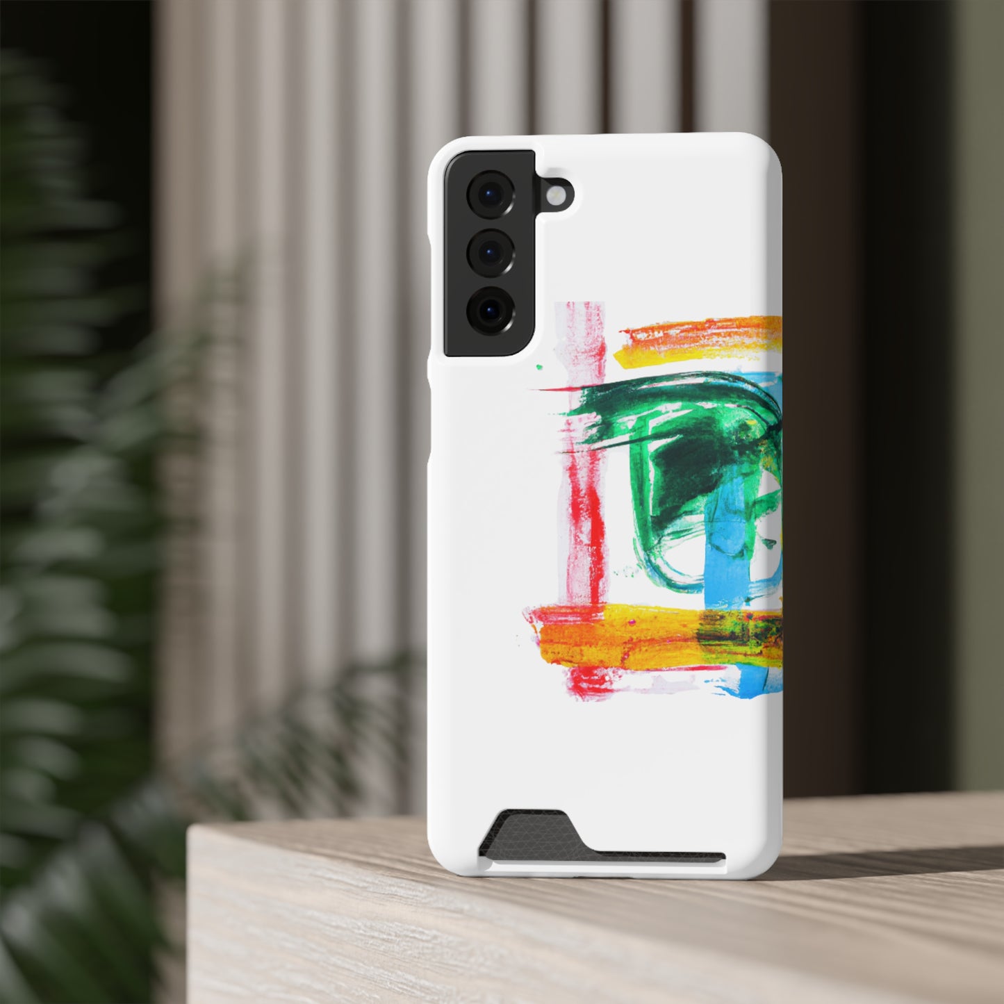 iPhone 13 and Samsung S21, S22 Cases with Card Holder Ft. Abstract Frame
