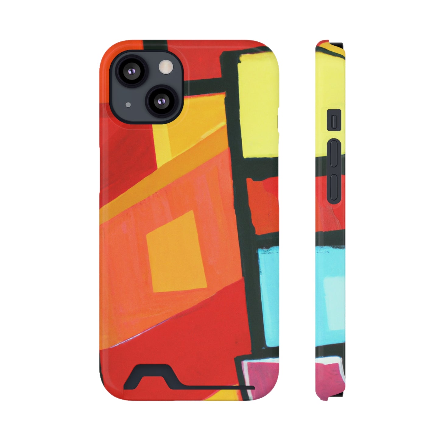 iPhone 13 and Samsung S21, S22 Cases with Card Holder Ft Abstract Panes