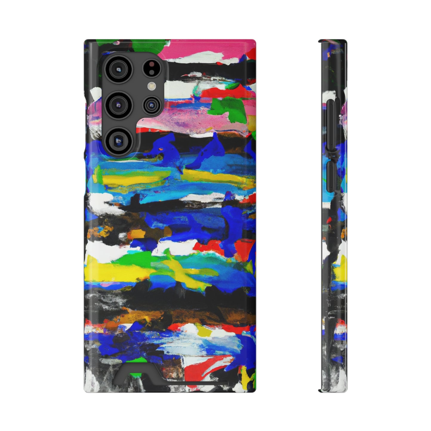 iPhone 13 and Samsung S21, S22 Cases with Card Holder Ft. Abstract Stripes