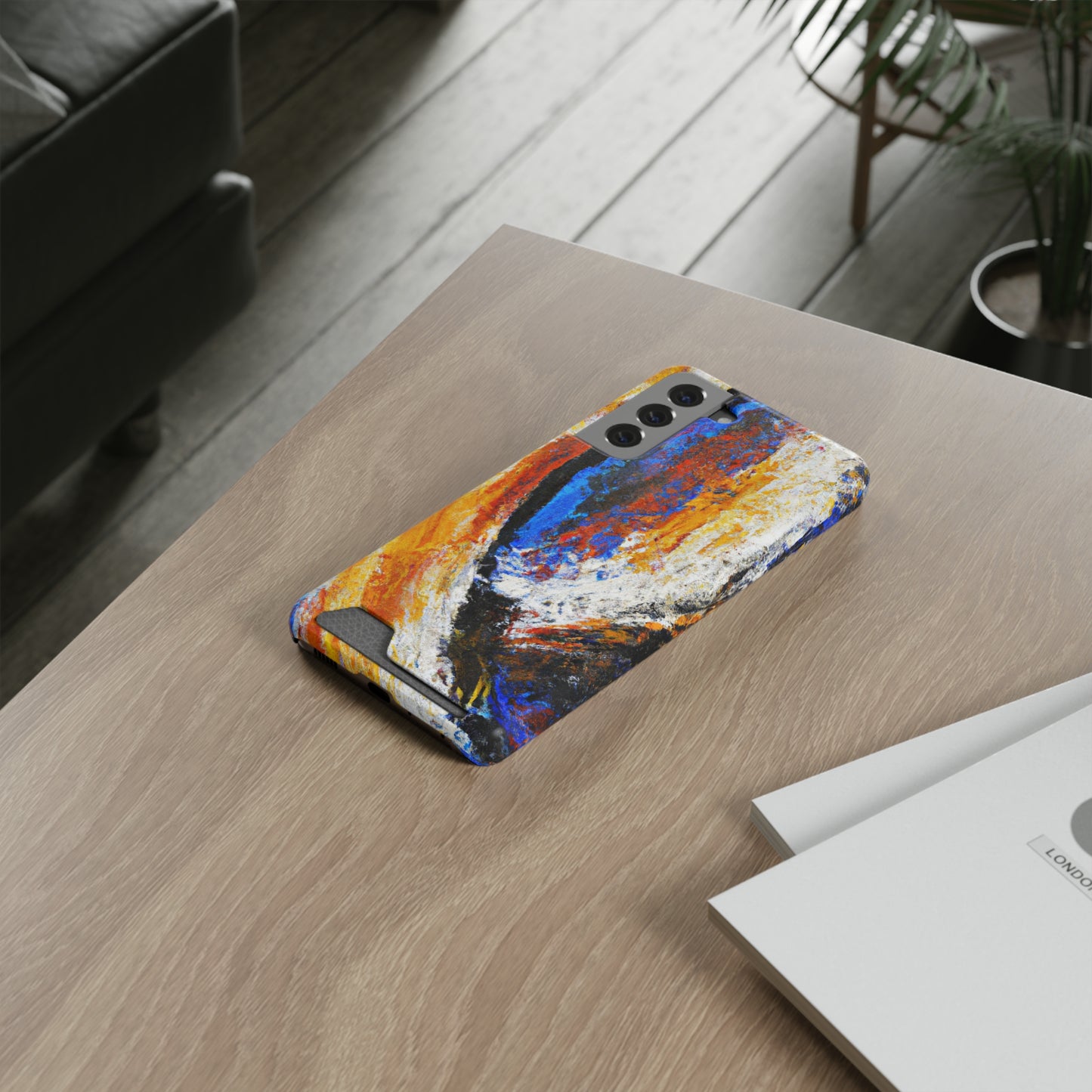 iPhone 13 and Samsung S21, S22 Cases with Card Holder Ft. Abstract Sand Wave