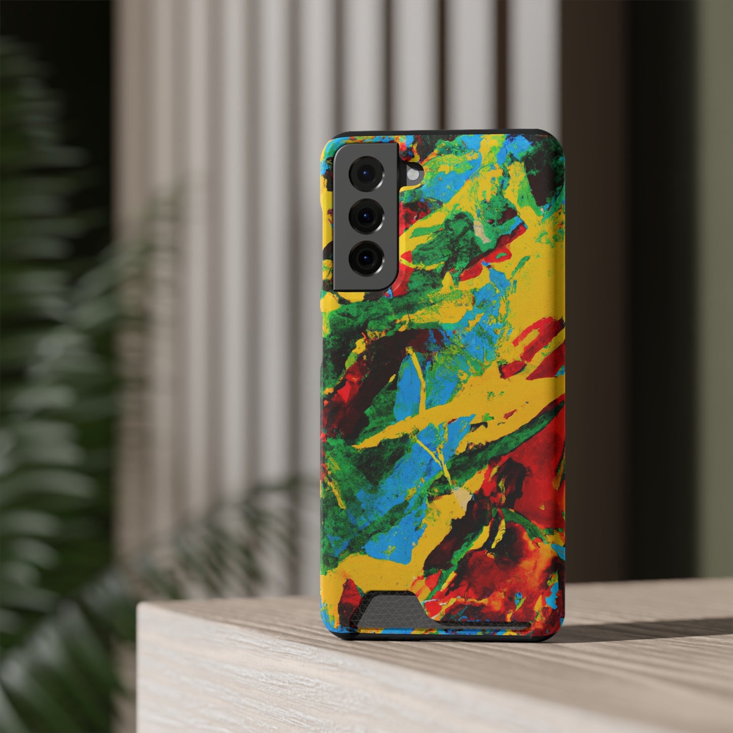 iPhone and Samsung Cases with Card Holder Ft. Abstract Tropical