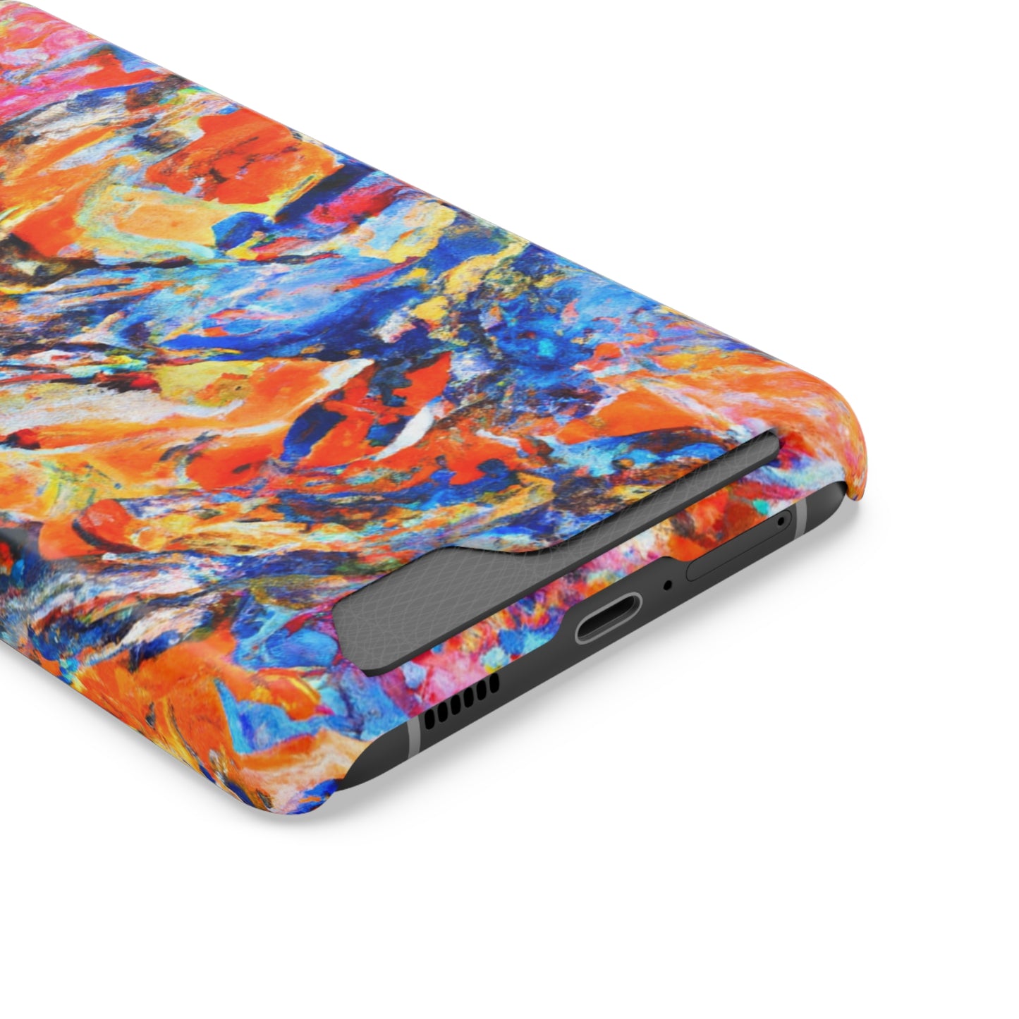 iPhone 13 and Samsung S21, S22 Cases with Card Holder Ft. Abstract Blue and Orange
