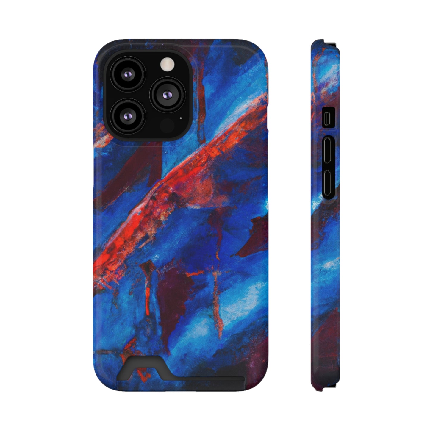 iPhone 13 and Samsung S21, S22 Cases with Card Holder Ft. Red Slash