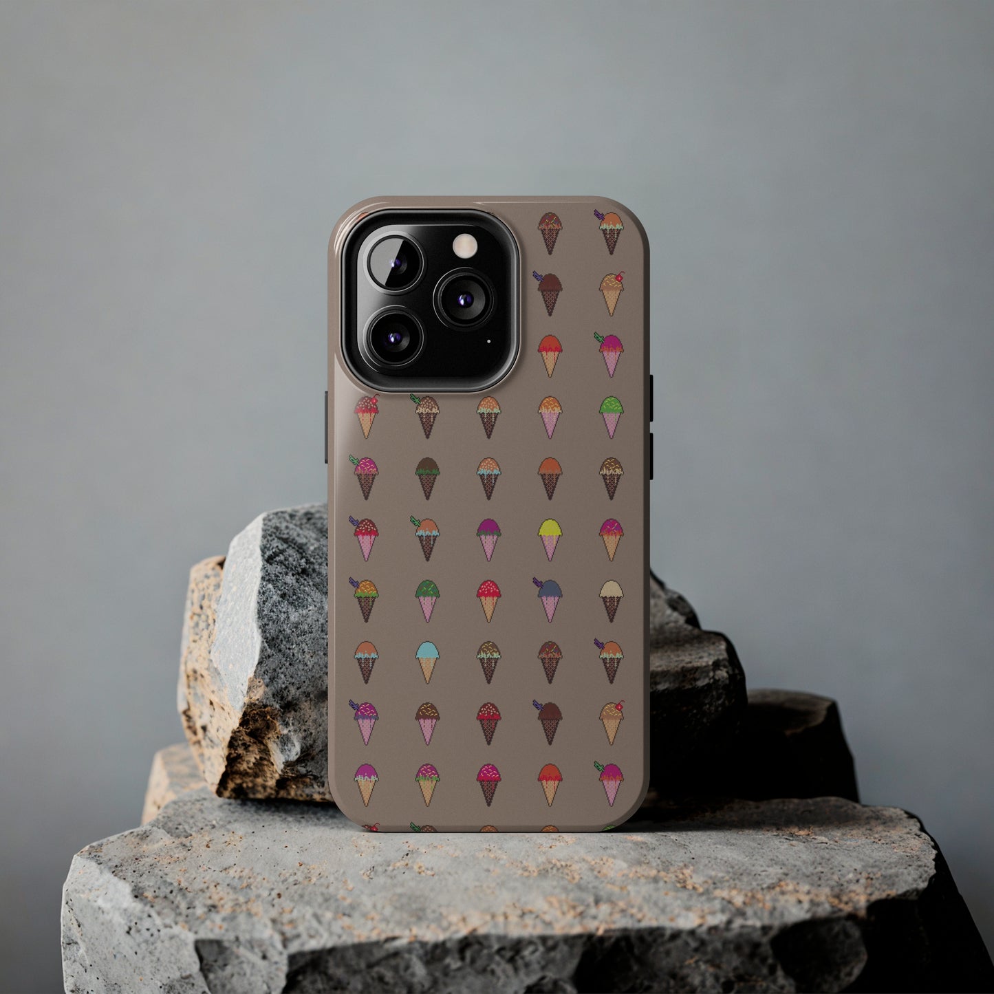 Tough Apple iPhone Case Ft. Pixel Ice Cream Cones