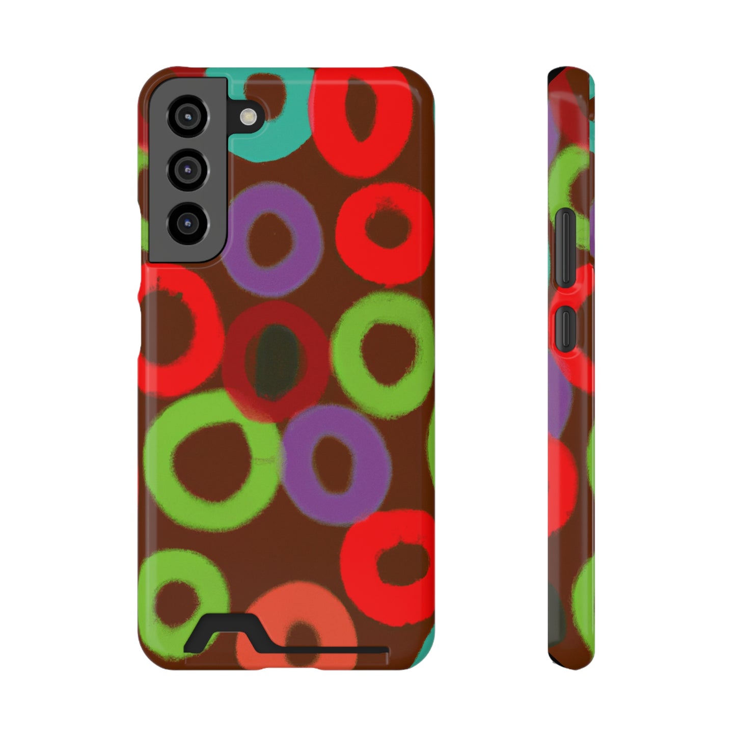 iPhone 13 and Samsung S21, S22 Cases with Card Holder Ft. Fruity Circles