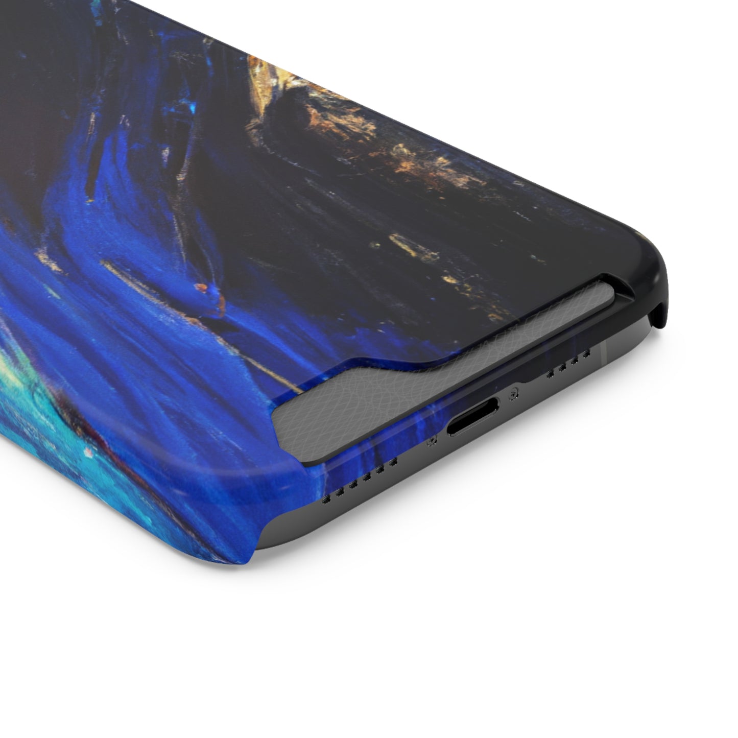 iPhone 13 and Samsung S21, S22 Cases with Card Holder Ft. Acrylic Blue Gold