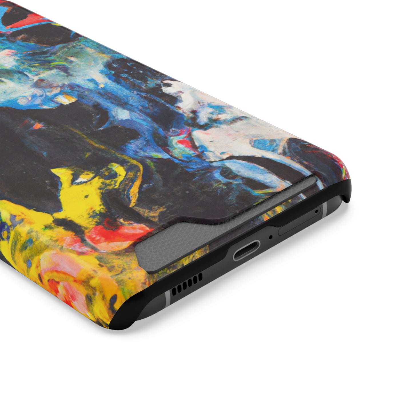 iPhone 13 or Samsung S21, S22 Case with Card Holder Ft. Blue Splat