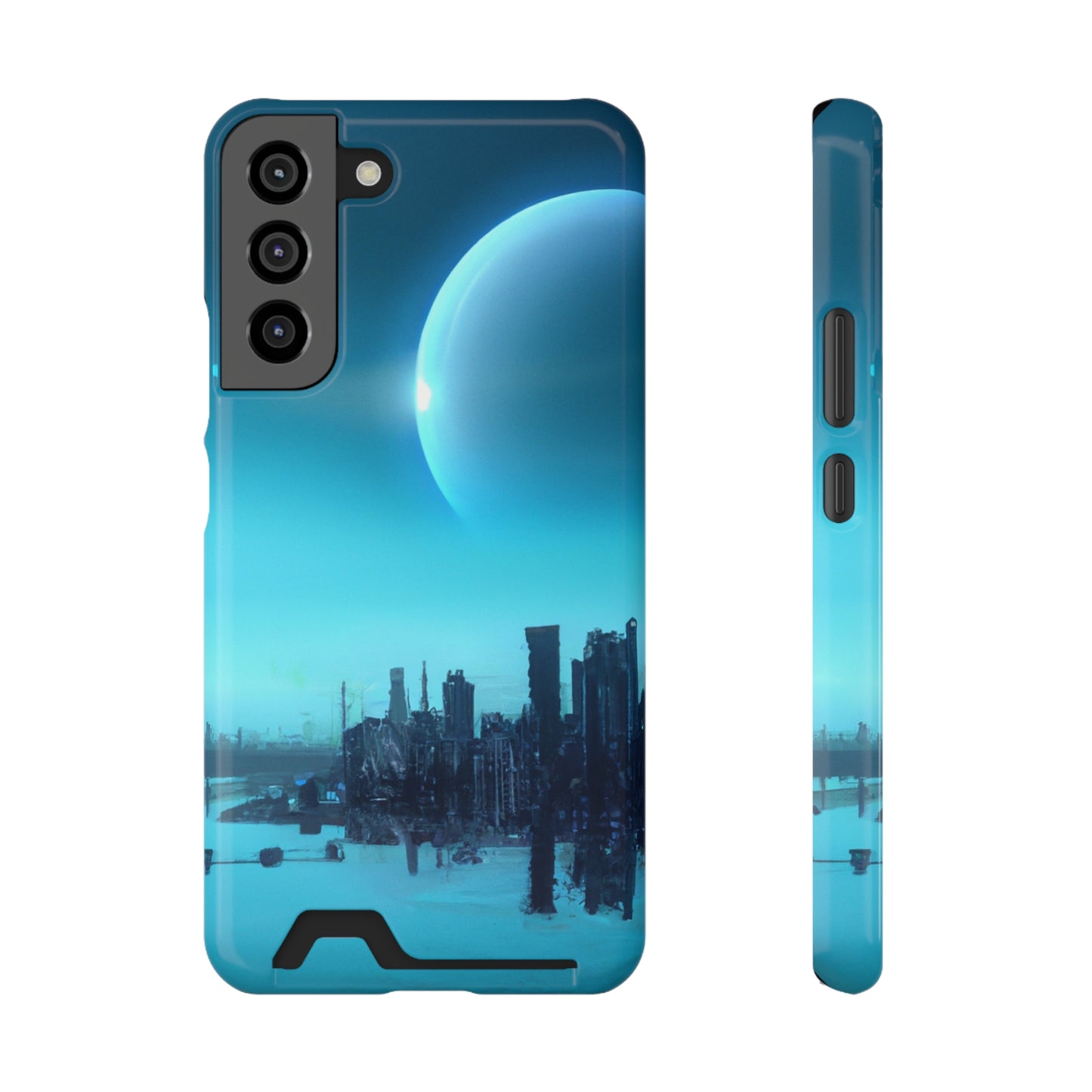 iPhone 13 and Samsung S21, S22 Cases with Card Holder Ft. Alien City
