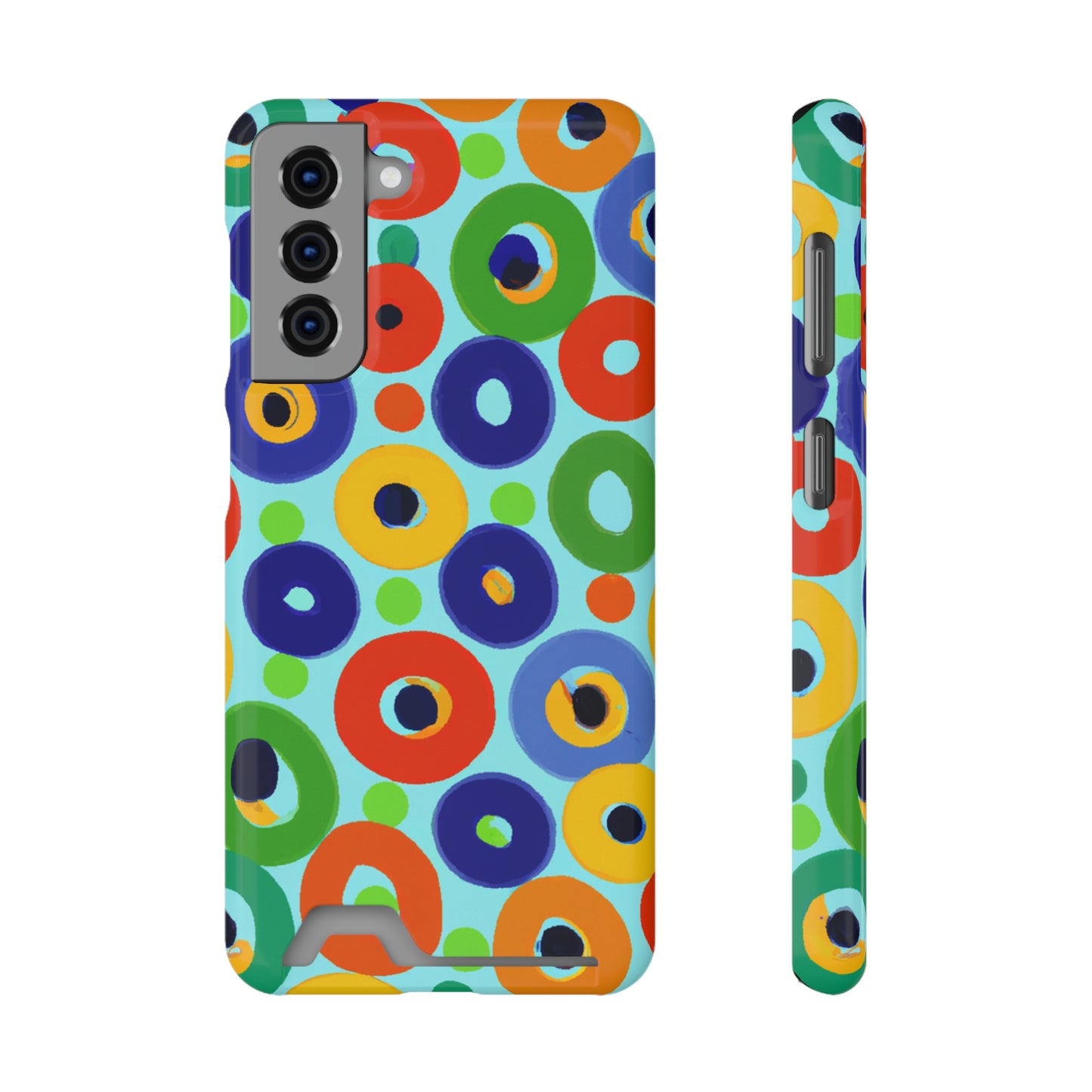 iPhone 13 and Samsung S21, S22 Cases with Card Holder Ft. Vivid Circles
