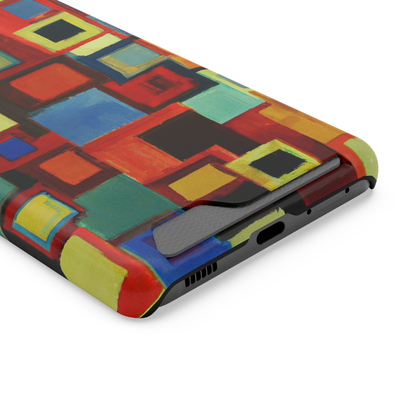 iPhone 13 and Samsung S21, S22 Cases with Card Holder Ft. Abstract Squares