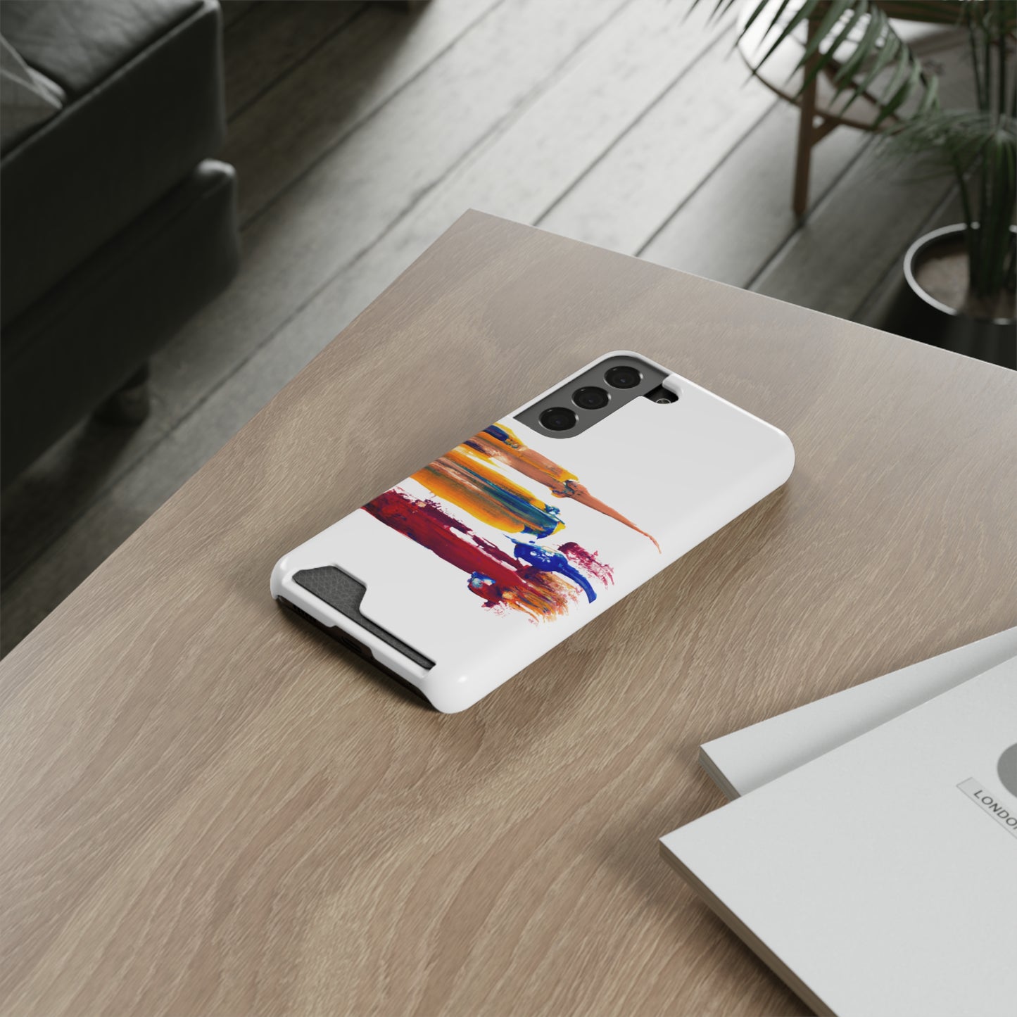 iPhone 13 and Samsung S21, S22 Cases with Card Holder Ft. Simple Strokes