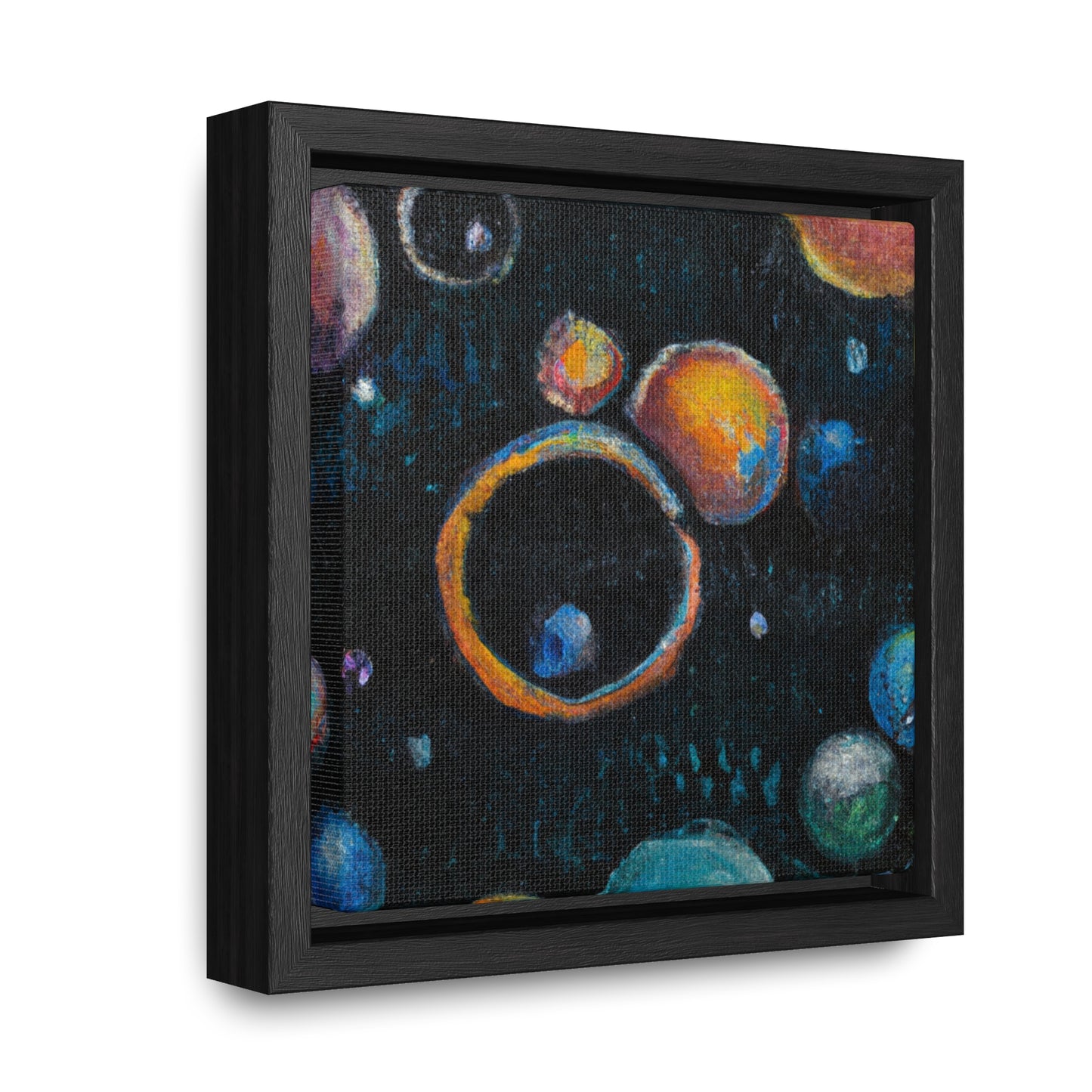6x6-inch Abstract Framed Canvas: Sea Bubbles