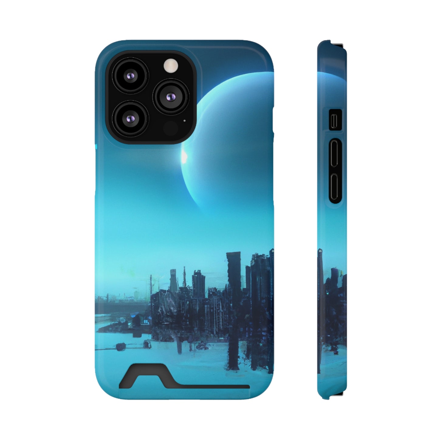 iPhone 13 and Samsung S21, S22 Cases with Card Holder Ft. Alien City