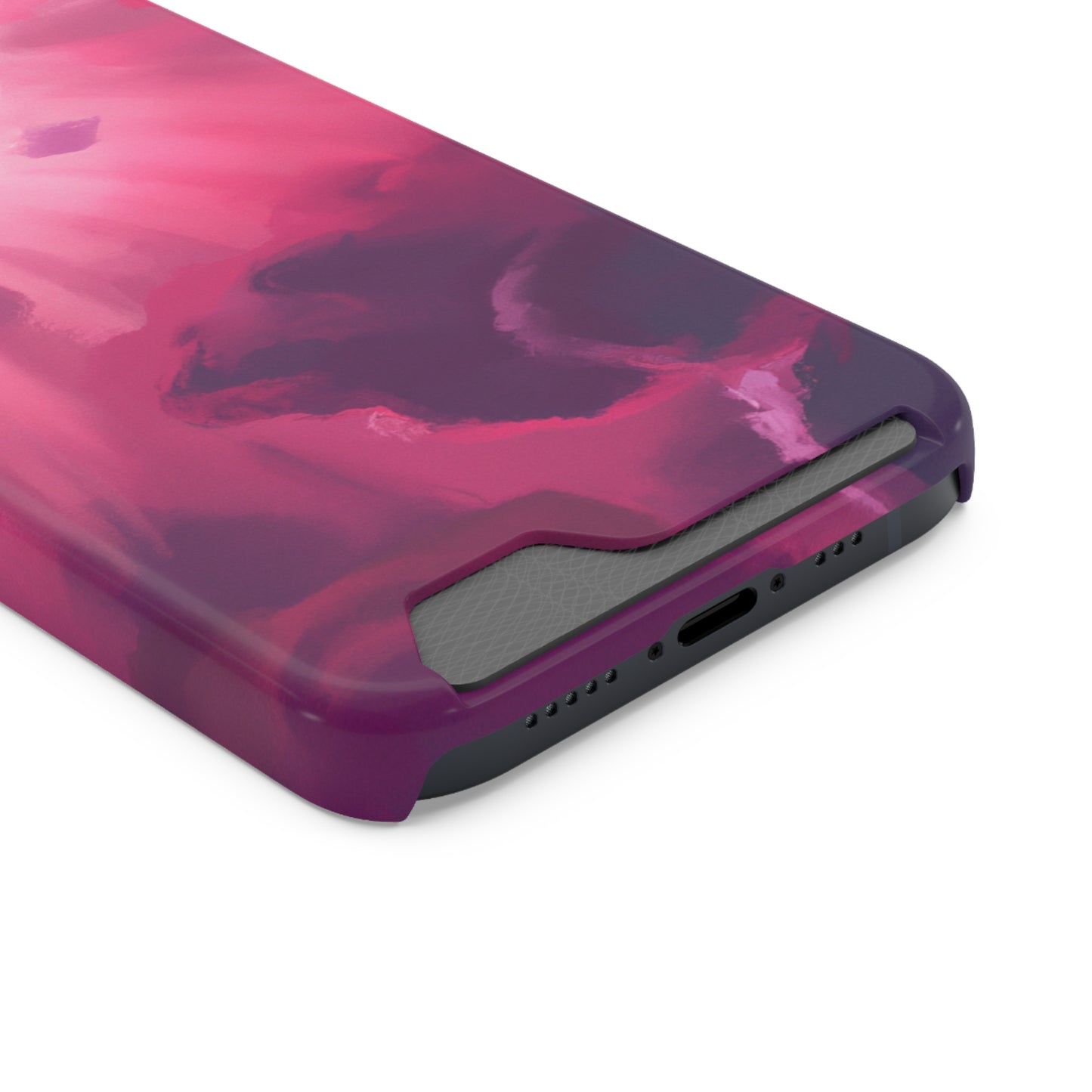 iPhone 13 and Samsung S21, S22 Cases with Card Holder Ft. Abstract Pink Sky