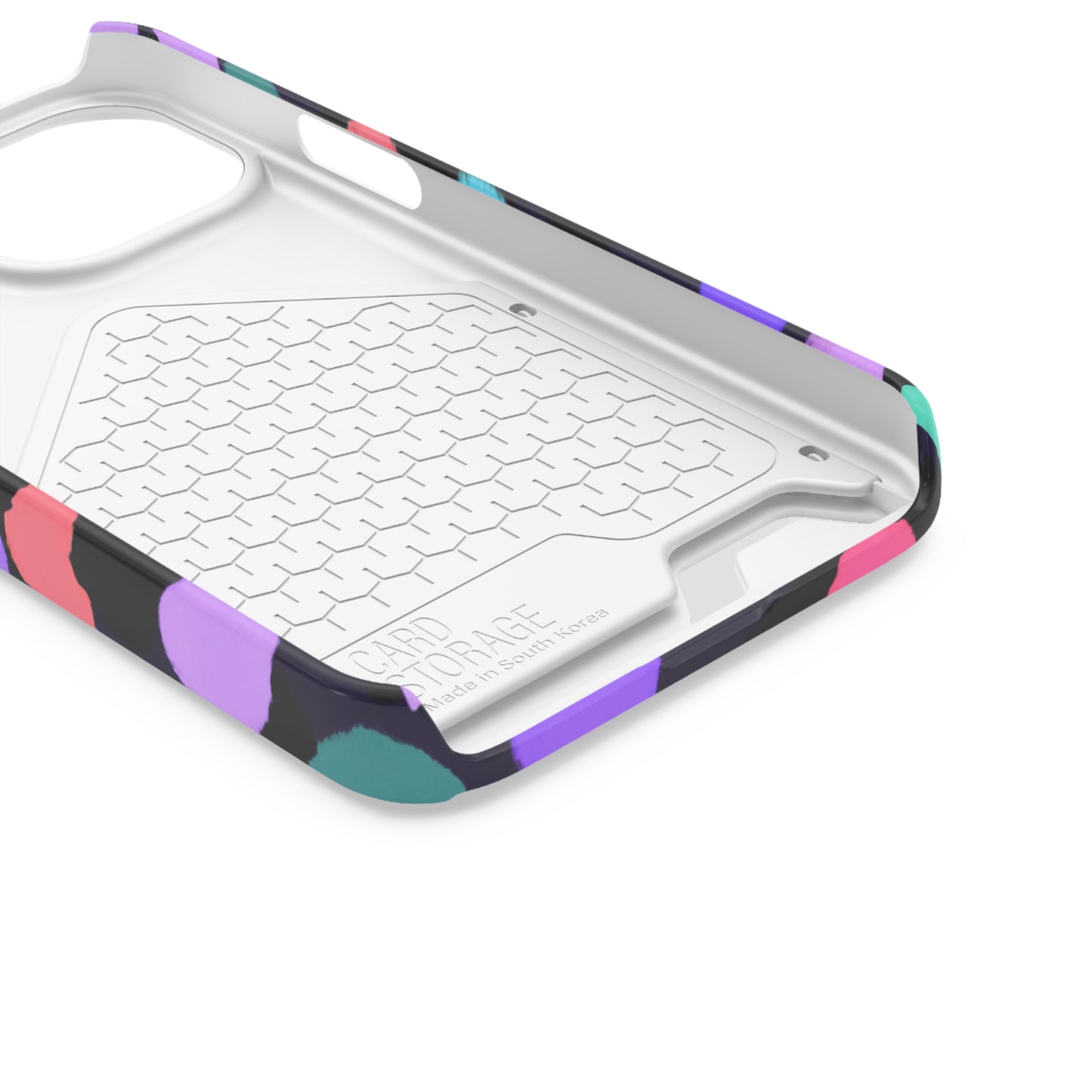 iPhone 13 and Samsung S21, S22 Cases with Card Holder Ft. Purple Dots